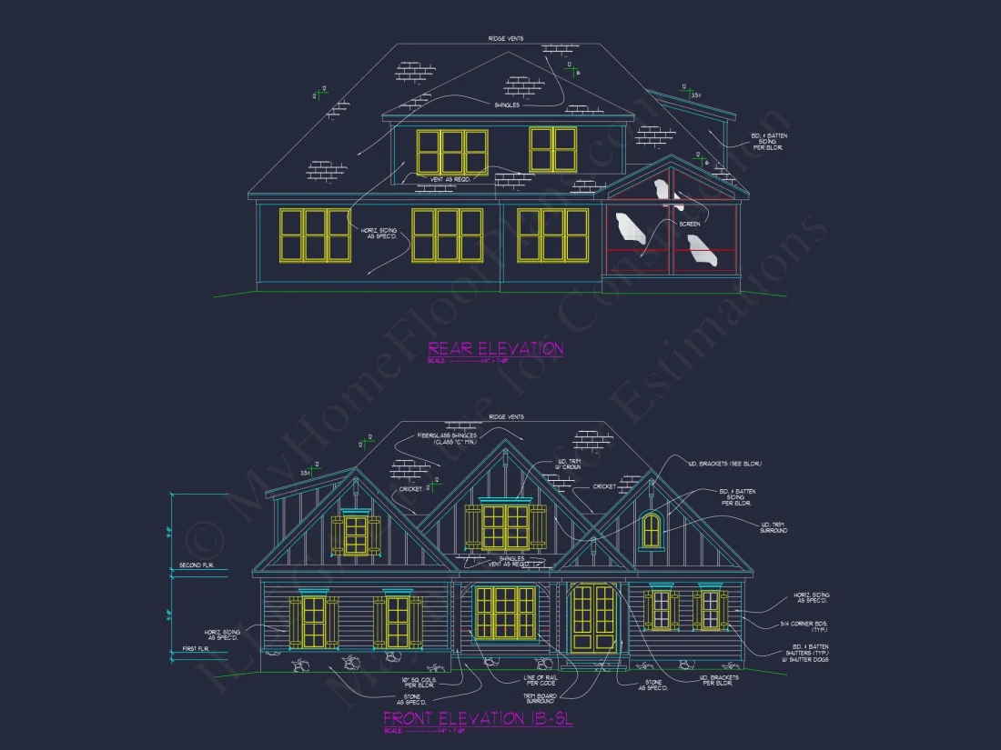 Custom Transitional house Plan with 4 Bedrooms and Elegant Features