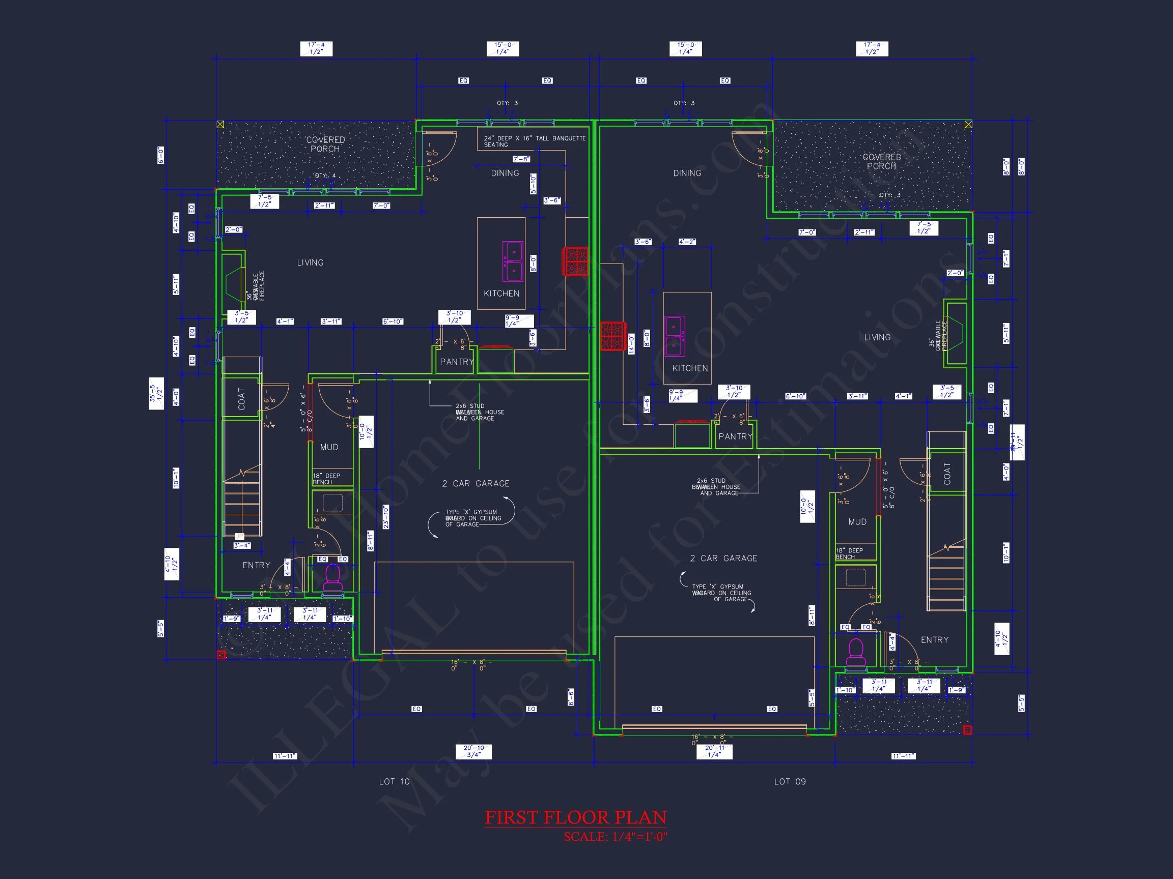 20-1704 DUPLEX PLAN - Modern Duplex House Plan with Spacious Floor Designs & CAD Blueprints 9 Modern Duplex house Plan with Spacious Floor Designs & CAD Blueprints