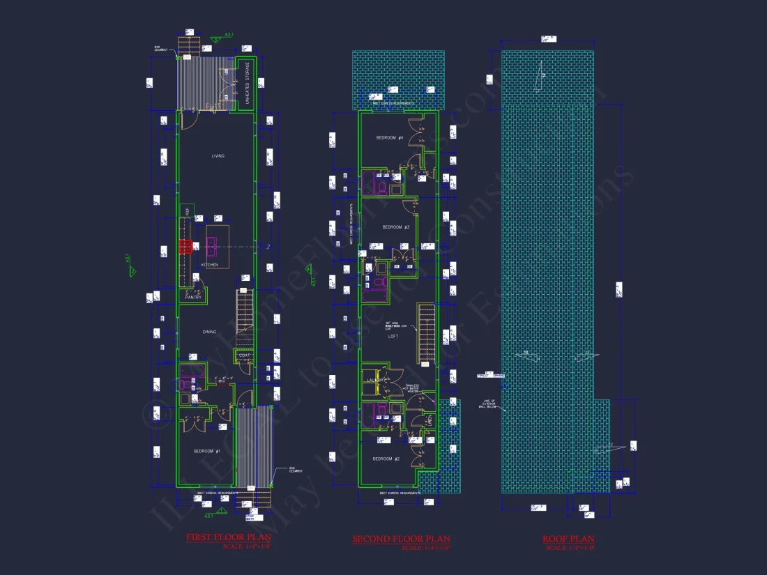 Modern 2-Story house Plan with Open Floor Design and CAD Blueprint