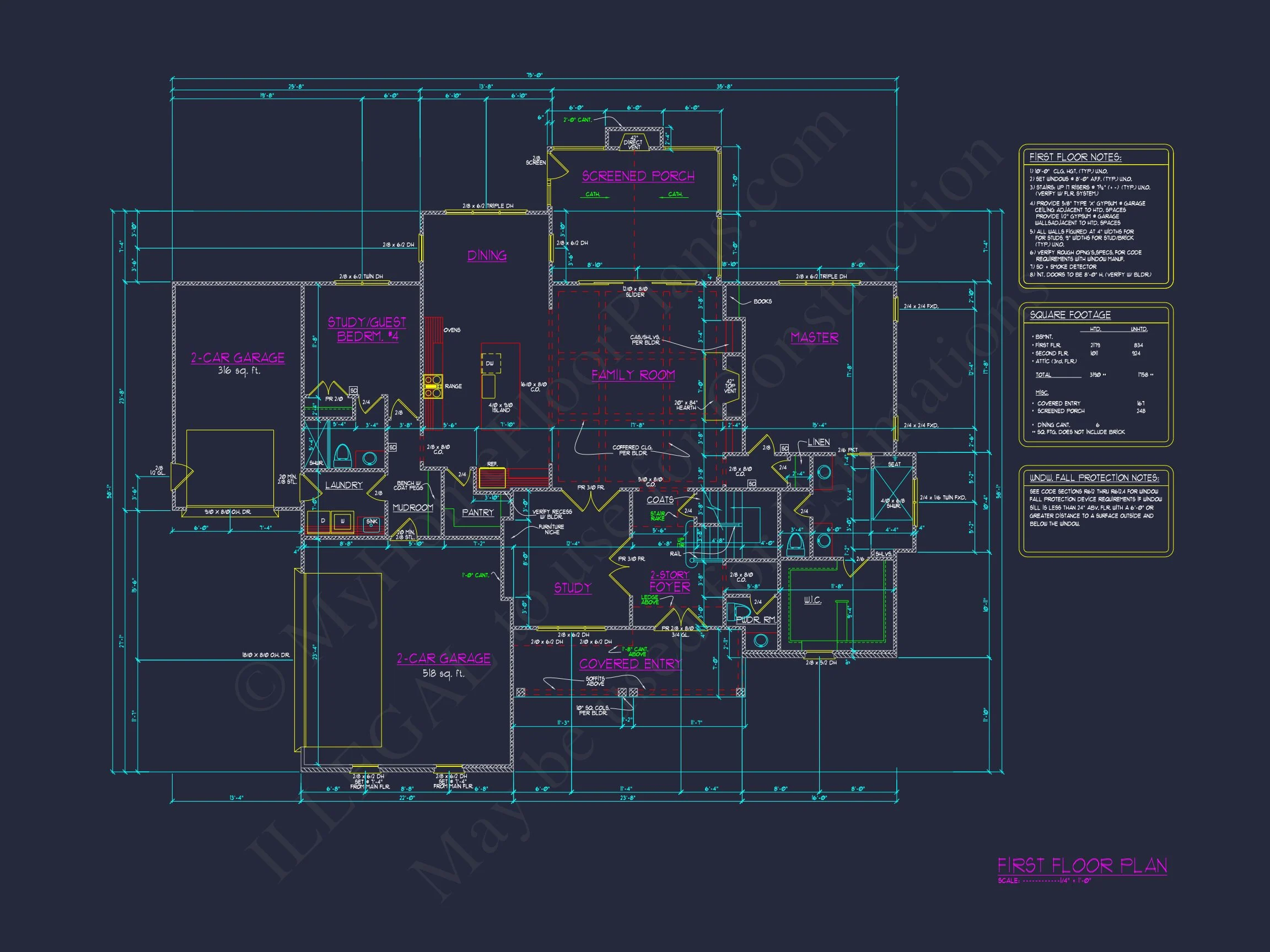 4-Bedroom house Plan with Architectural Blueprint Designs