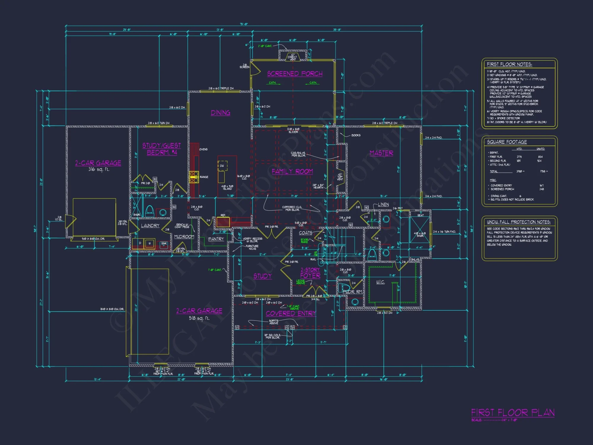 4-Bedroom house Plan with Architectural Blueprint Designs