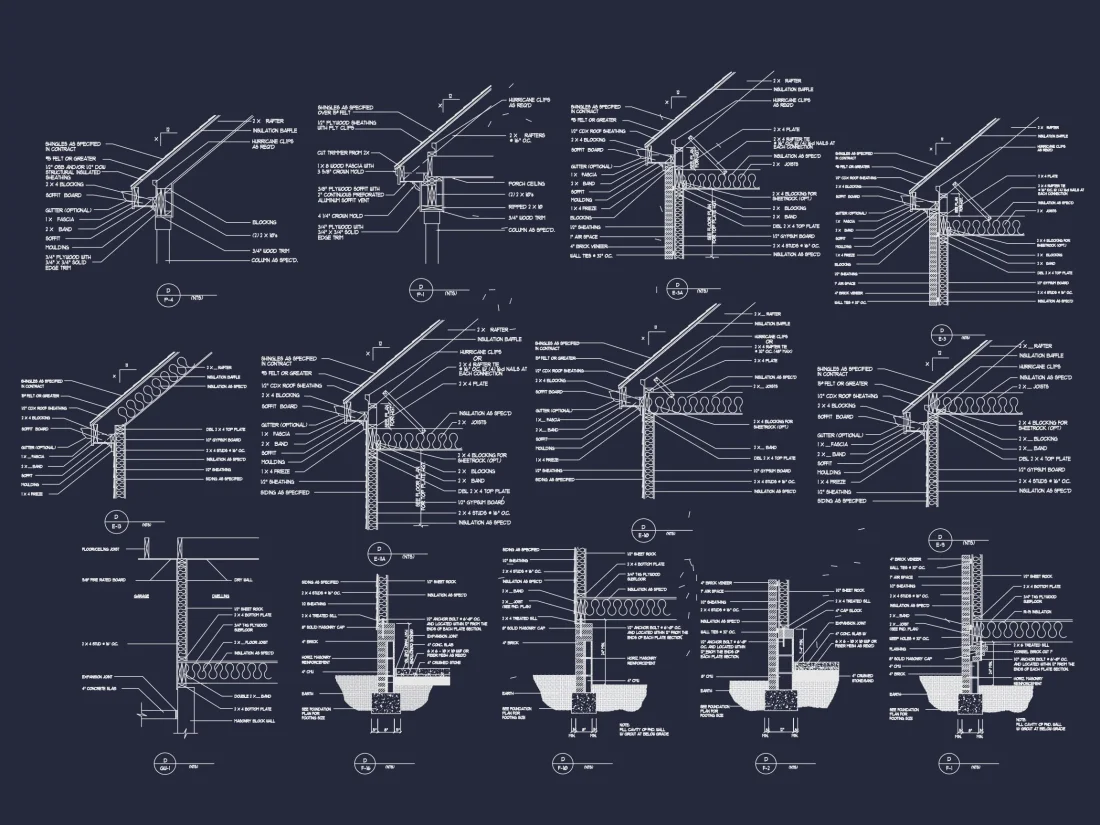 Modern Craftsman house Floor Plan with Detailed CAD Designs