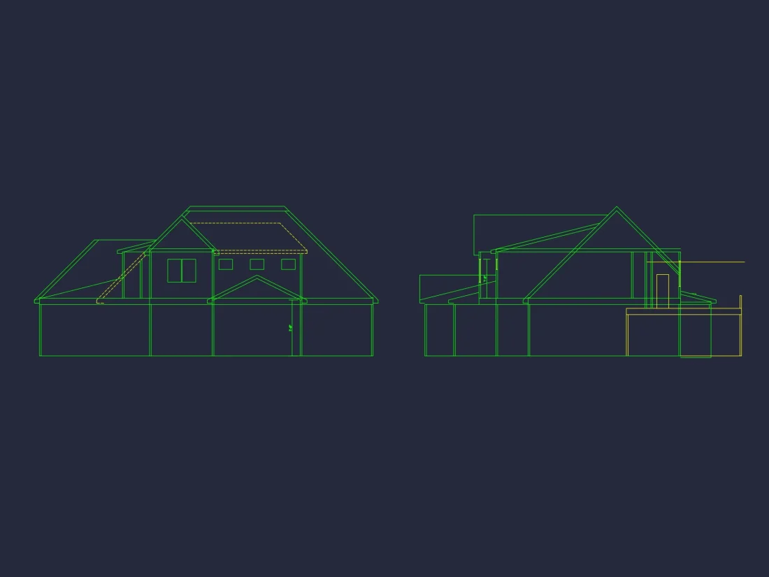 Modern Craftsman house Floor Plan with Detailed CAD Designs