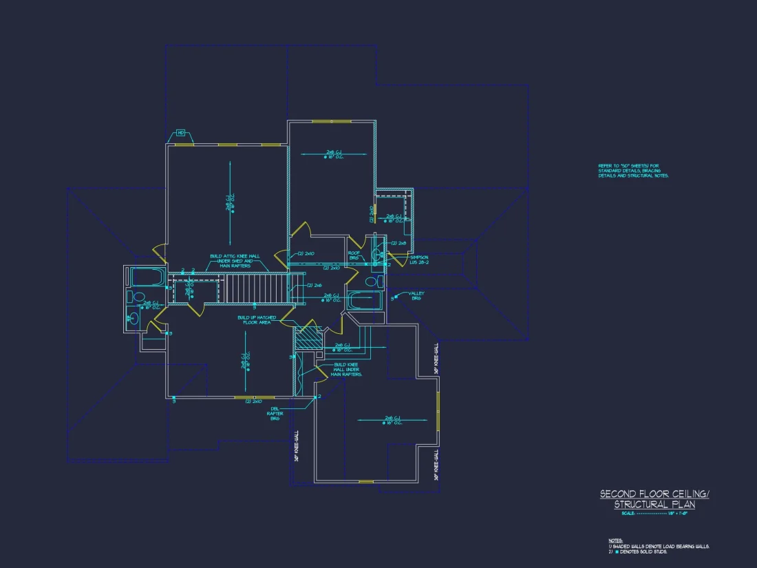 Modern Craftsman house Floor Plan with Detailed CAD Designs