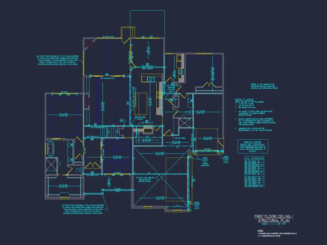 Modern Craftsman house Floor Plan with Detailed CAD Designs