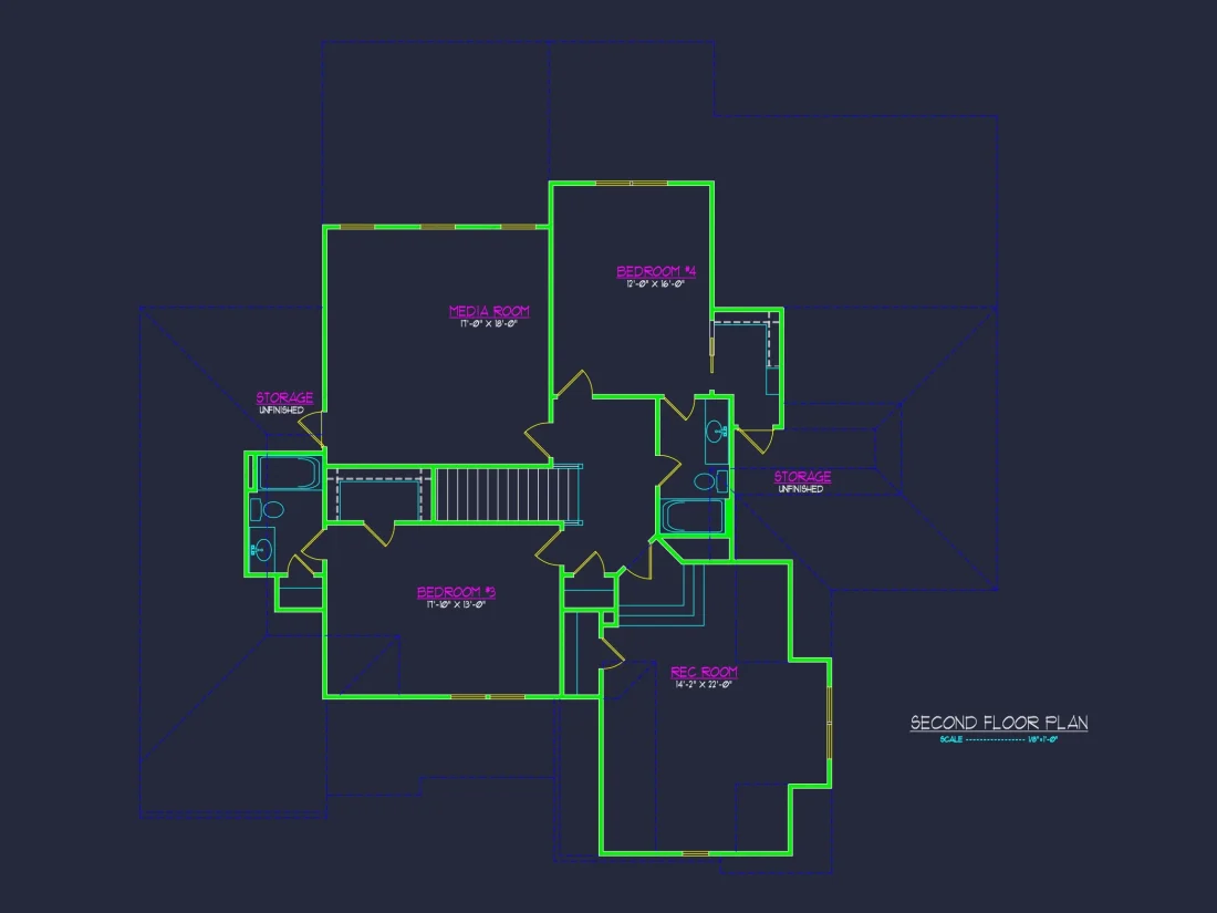 Modern Craftsman house Floor Plan with Detailed CAD Designs