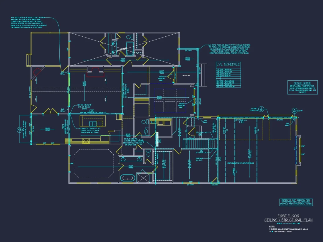 Craftsman house Plan with 4 Beds, 3 Baths, CAD Design & More