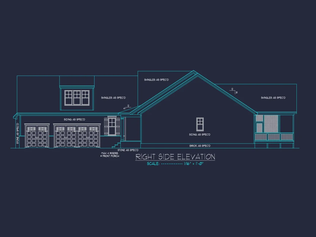 Craftsman house Plan with 4 Beds, 3 Baths, CAD Design & More