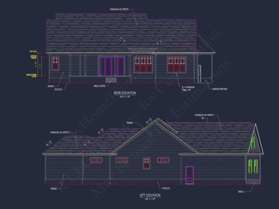 Elegant house Plan with Floor Plans, CAD Blueprint & Designs