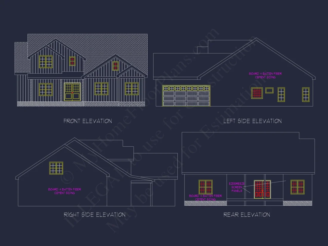 Stunning 2-Story house Plan with 4 Bedrooms, CAD Designs & Features