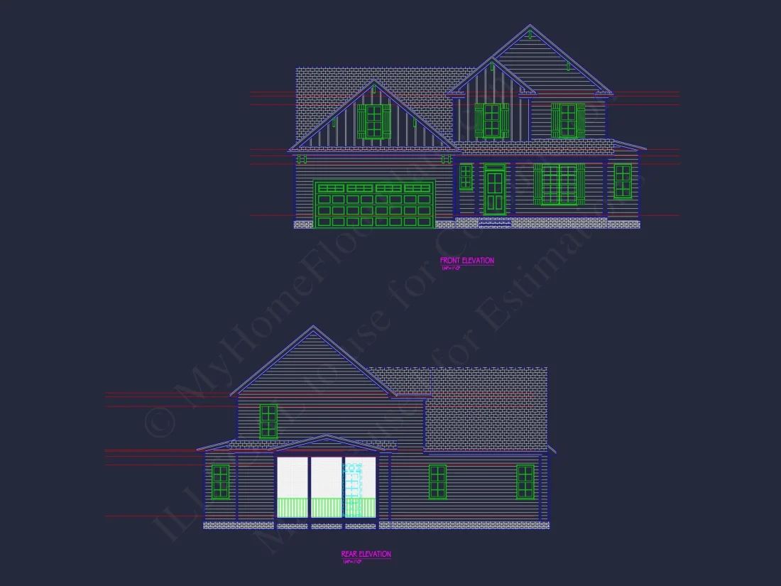 Beautiful 2-Story house Plan with Traditional CAD Designs