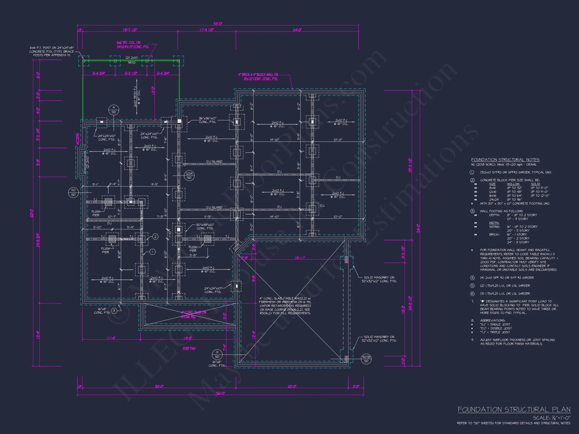 Craftsman house Floor Plan - 4 Bed, 3 Bath CAD Designs Blueprint
