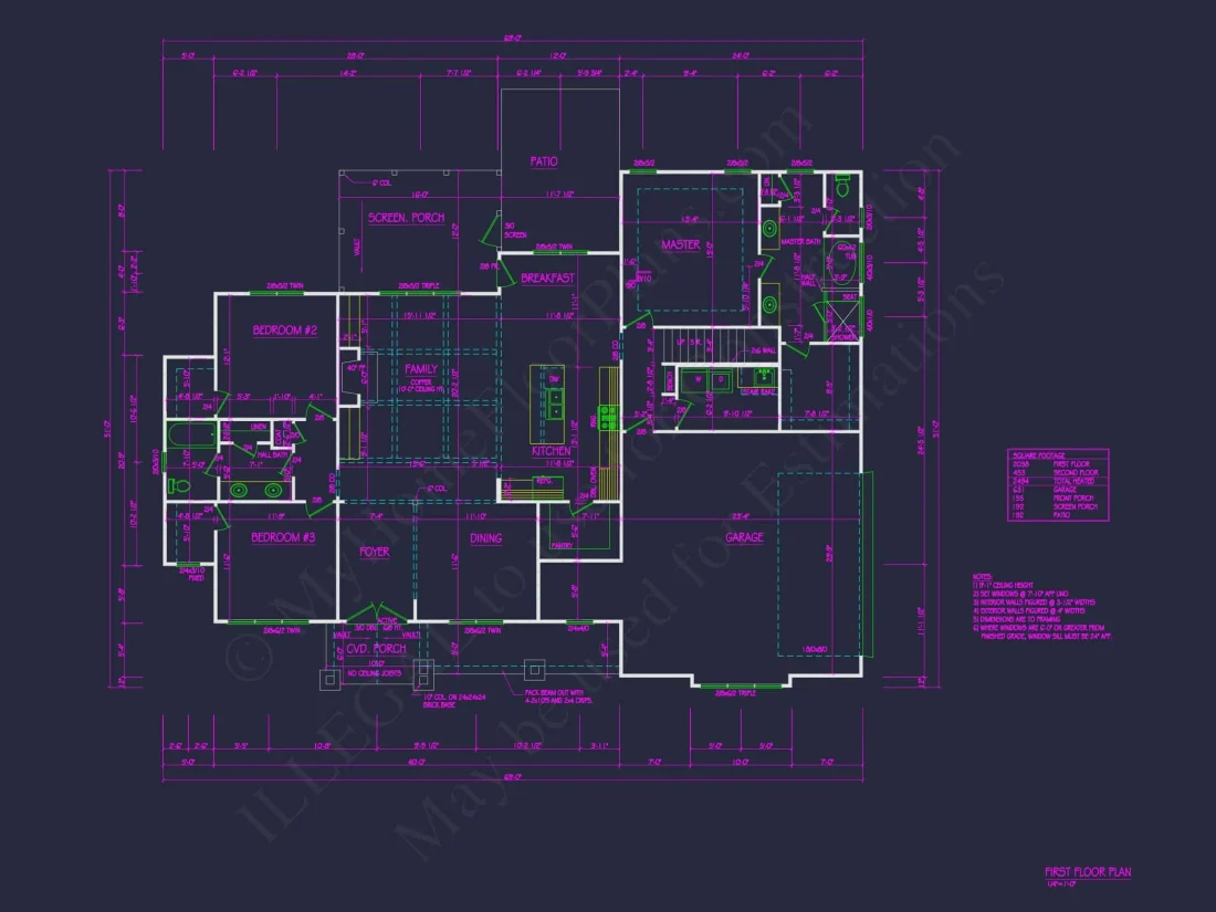 Craftsman house Plan With 1.5 Floors, CAD & Blueprint Designs
