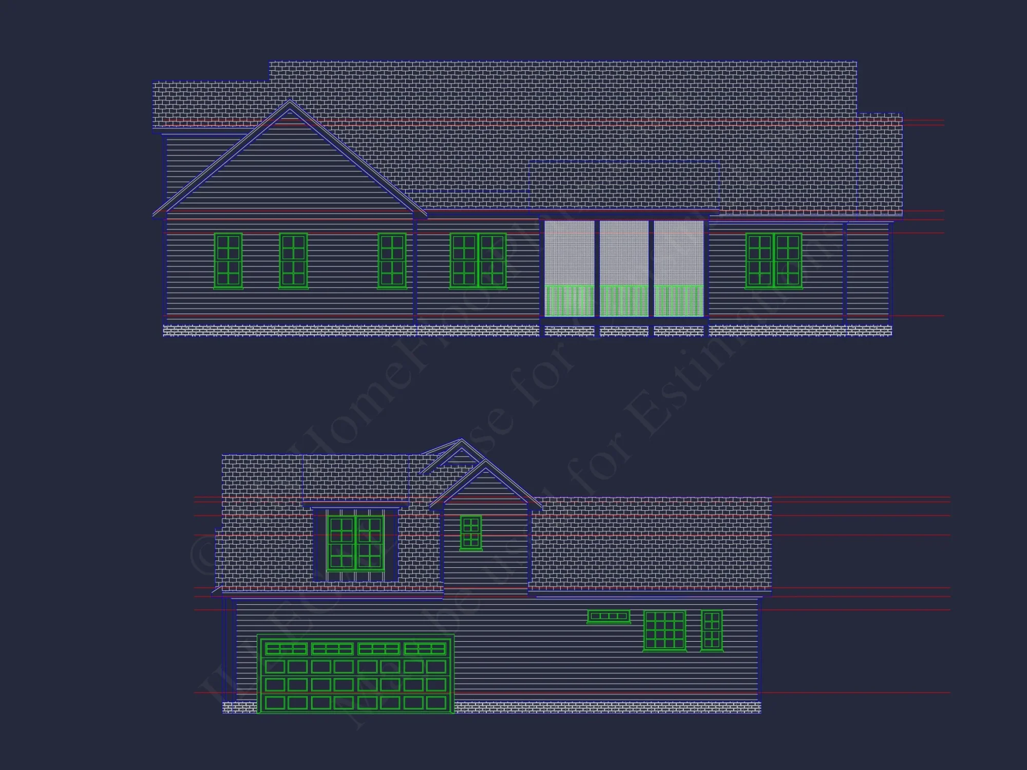 Craftsman house Plan With 1.5 Floors, CAD & Blueprint Designs