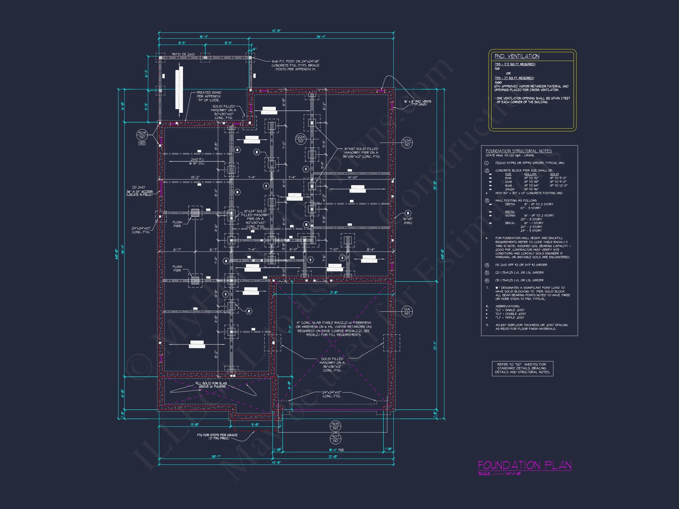 Beautiful house Plan with 2-Story Design, CAD Blueprint