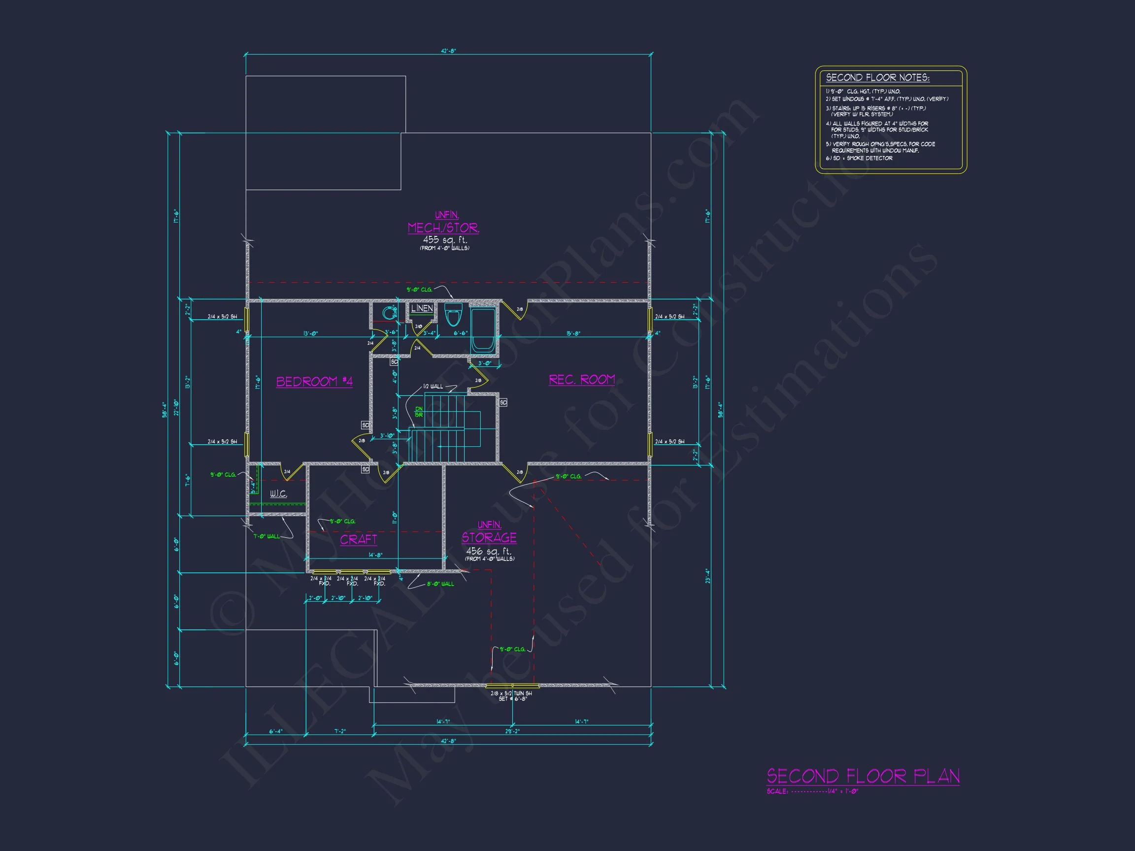 Beautiful house Plan with 2-Story Design, CAD Blueprint