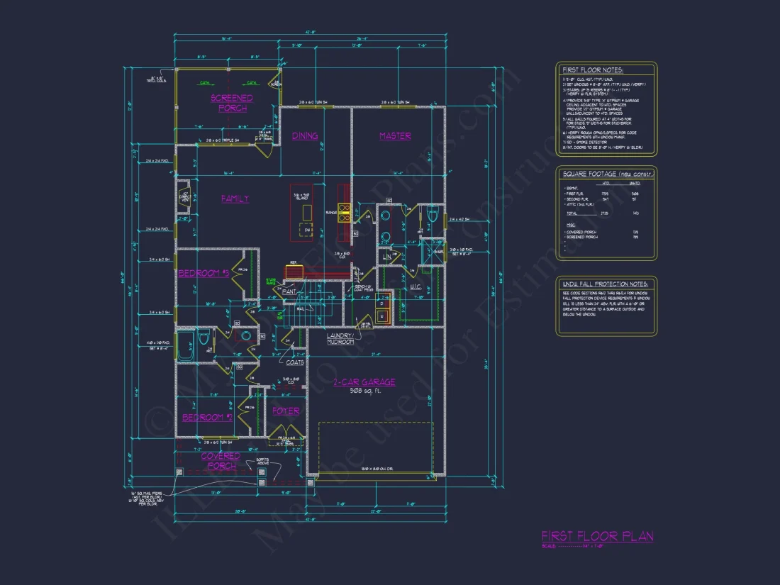 Beautiful house Plan with 2-Story Design, CAD Blueprint