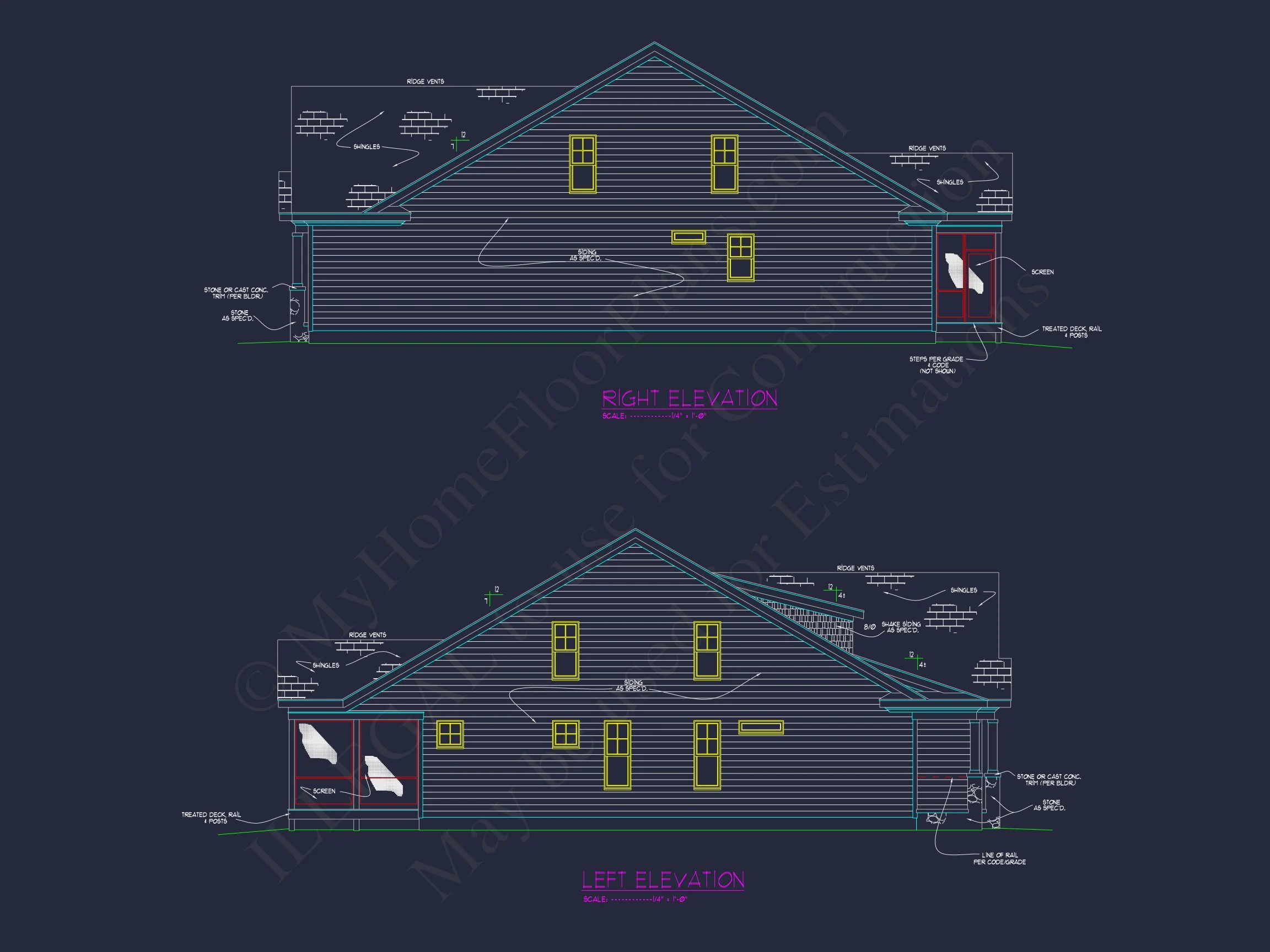 Beautiful house Plan with 2-Story Design, CAD Blueprint