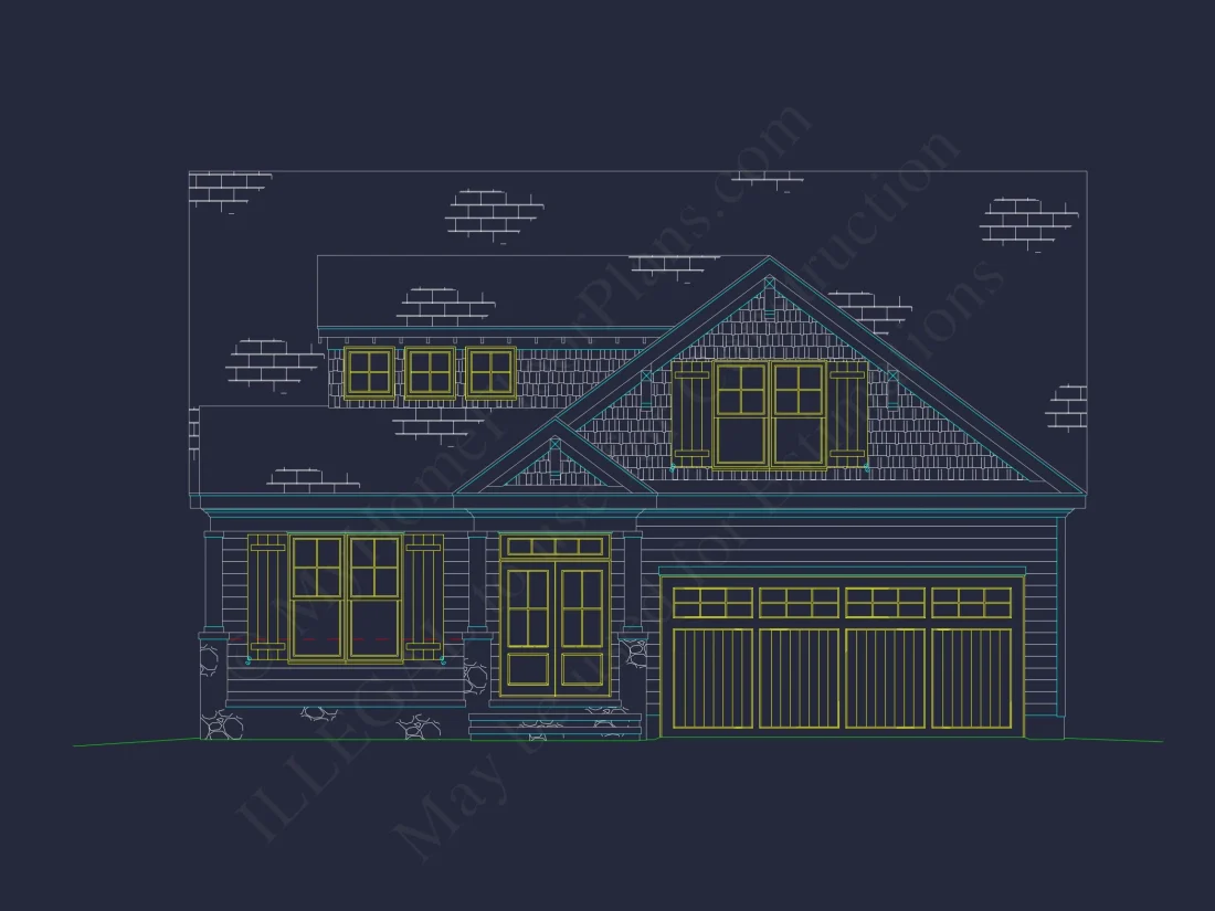Beautiful house Plan with 2-Story Design, CAD Blueprint