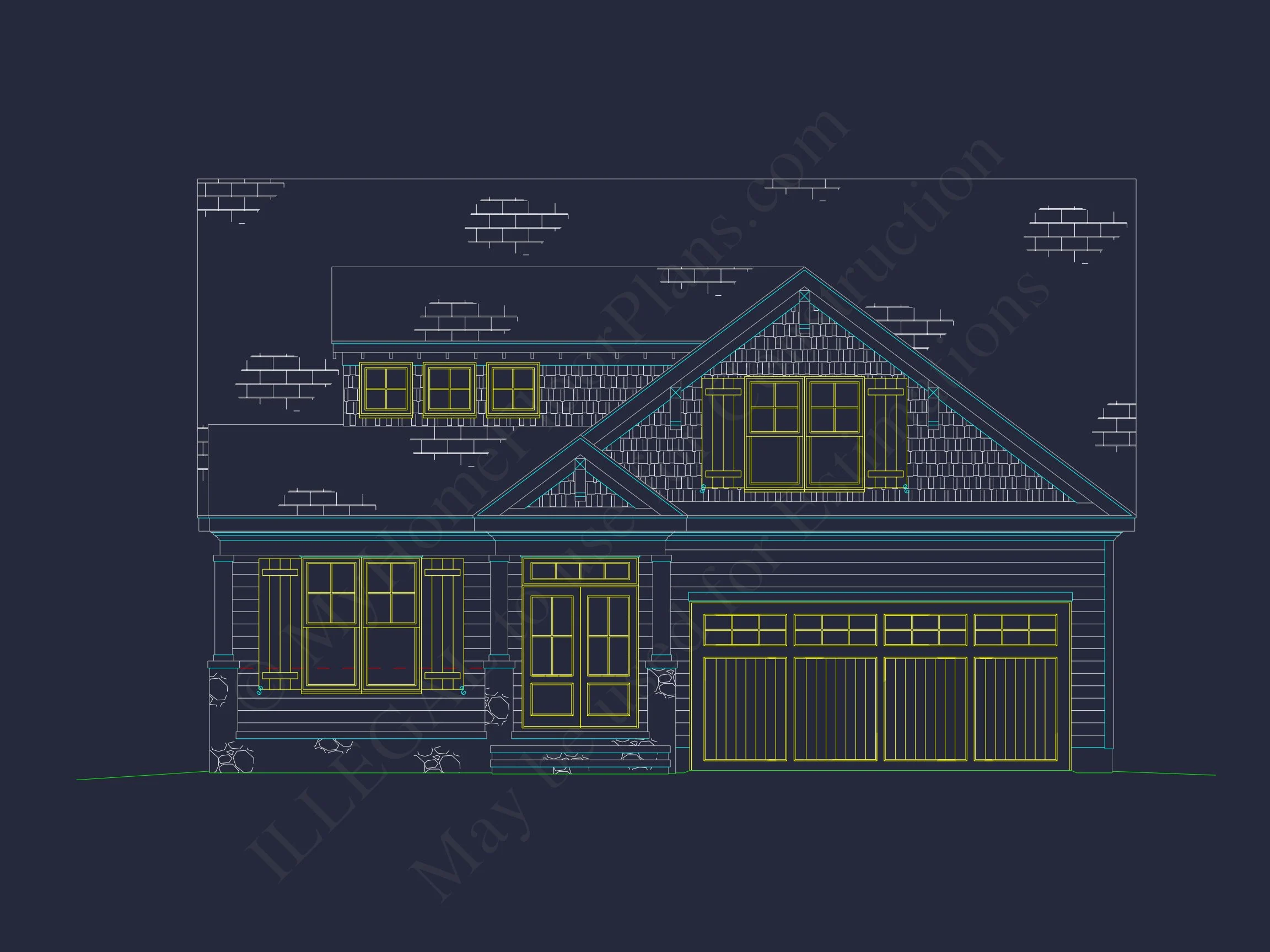 Beautiful house Plan with 2-Story Design, CAD Blueprint