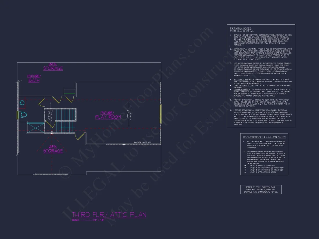 Modern Craftsman house Plan with 2.5 Floors and 4 Bedrooms