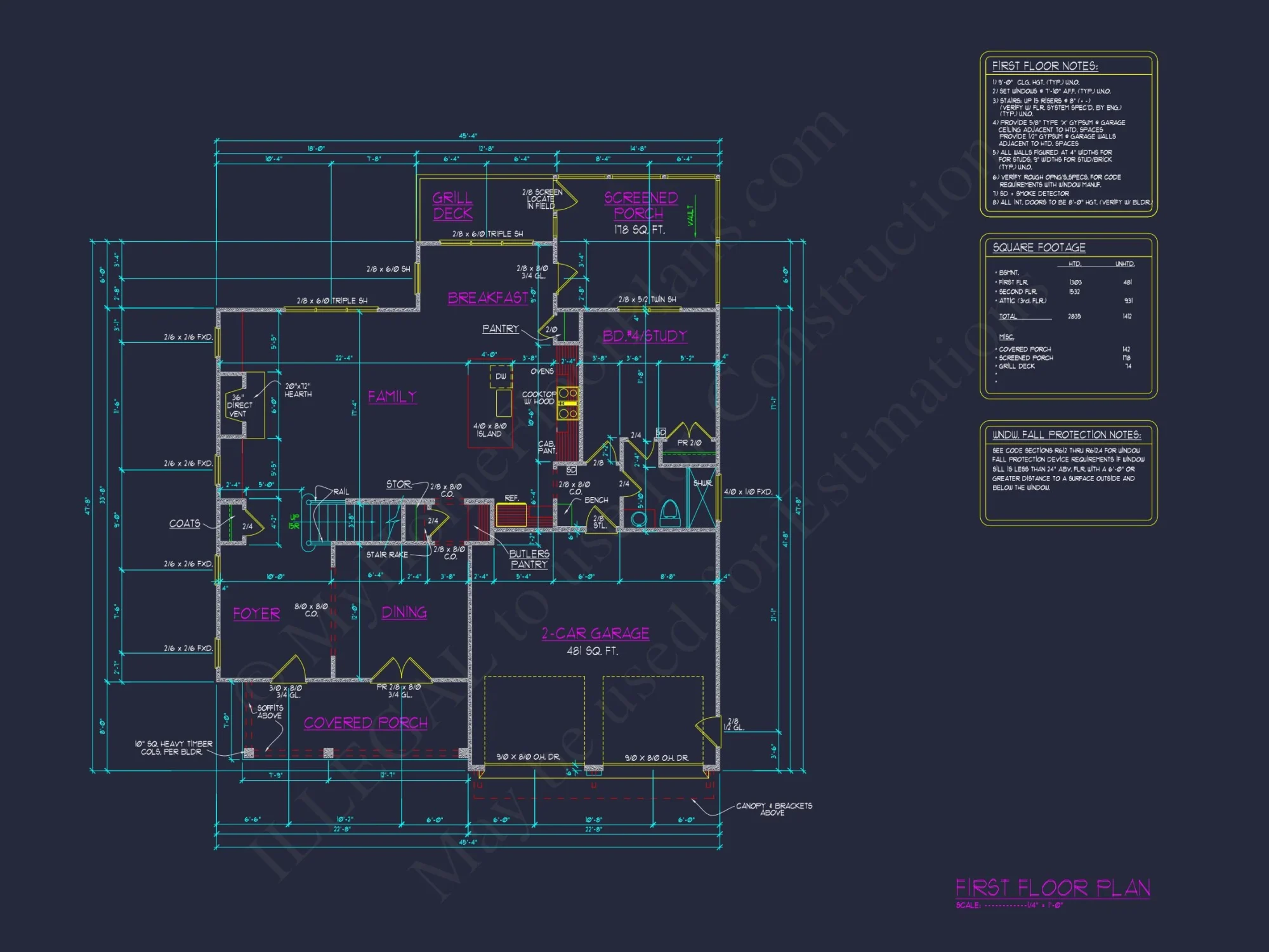 Modern Craftsman house Plan with 2.5 Floors and 4 Bedrooms