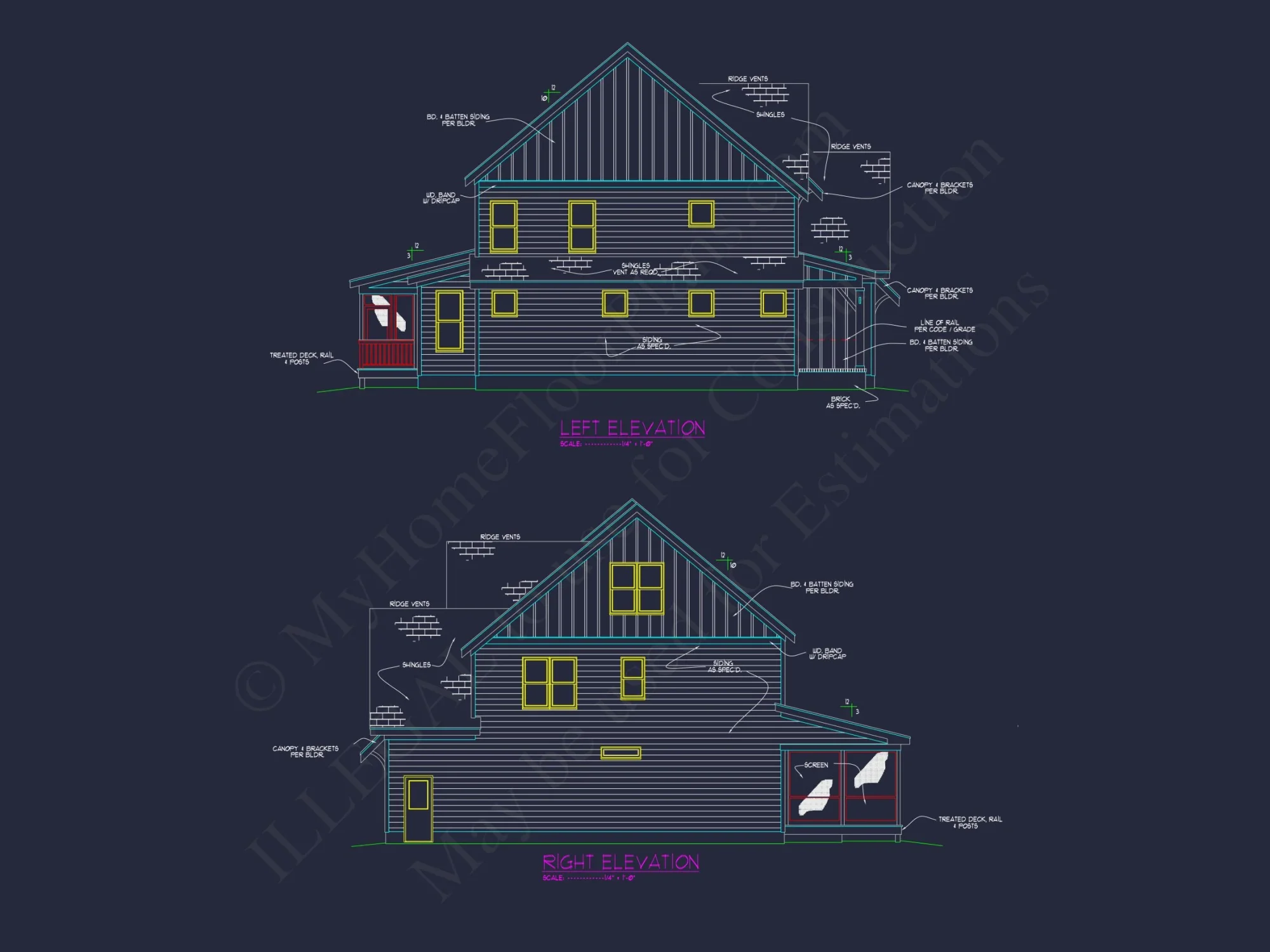 Modern Craftsman house Plan with 2.5 Floors and 4 Bedrooms