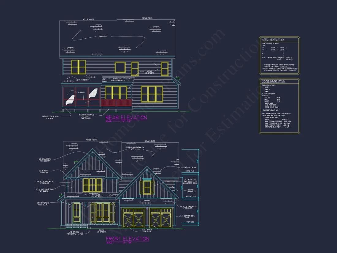 Modern Craftsman house Plan with 2.5 Floors and 4 Bedrooms