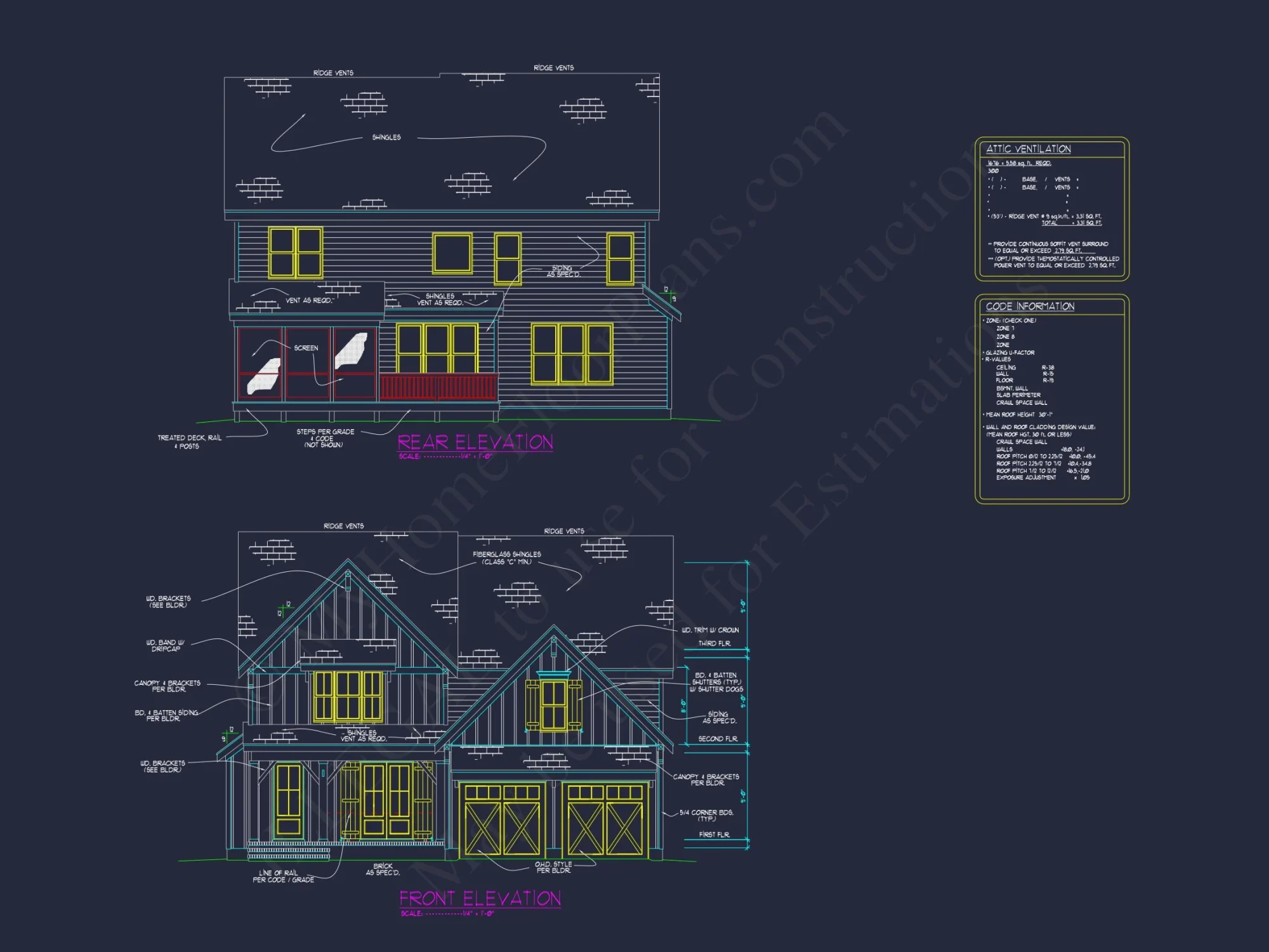 Modern Craftsman house Plan with 2.5 Floors and 4 Bedrooms