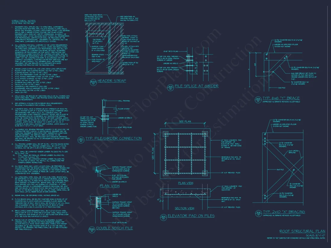 Beach house Plan with 3 Floors, CAD Architecture and Blueprint