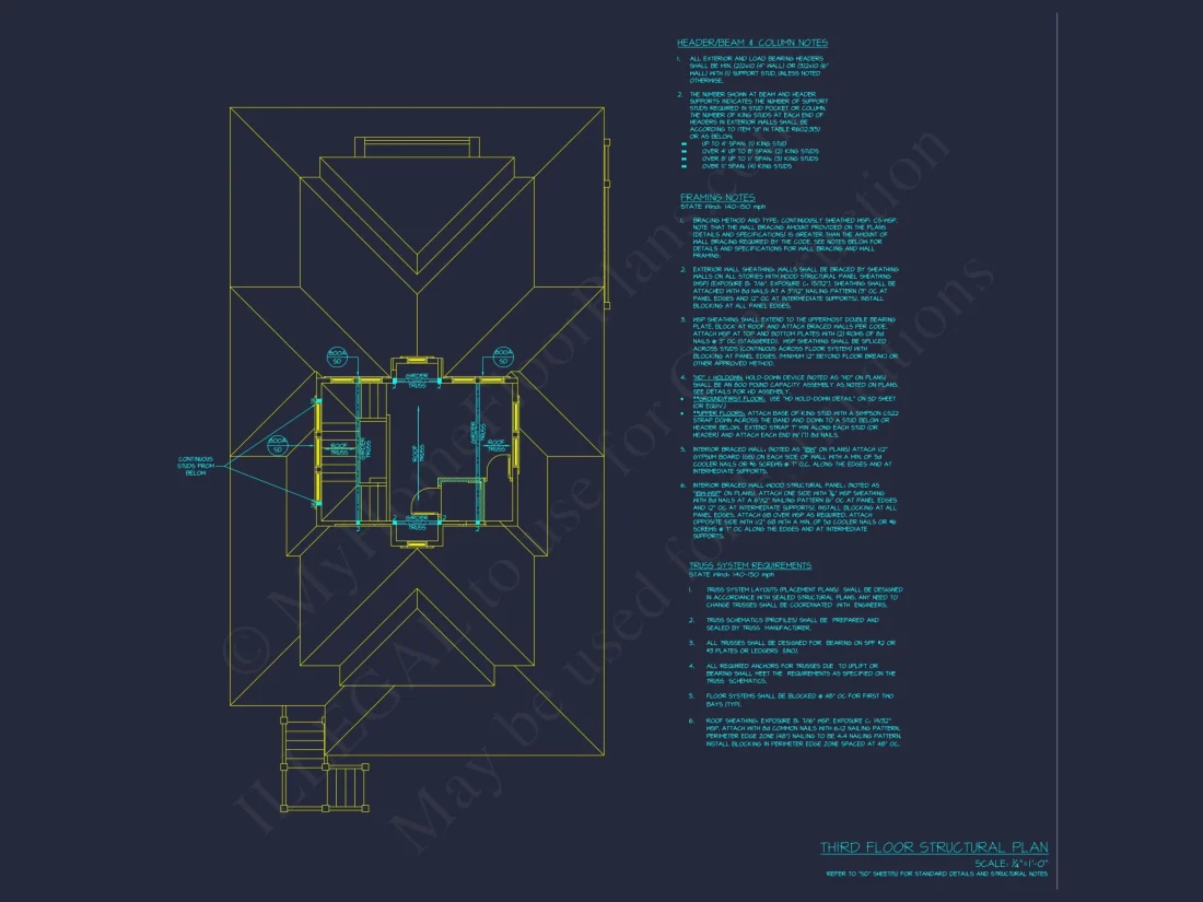 Beach house Plan with 3 Floors, CAD Architecture and Blueprint