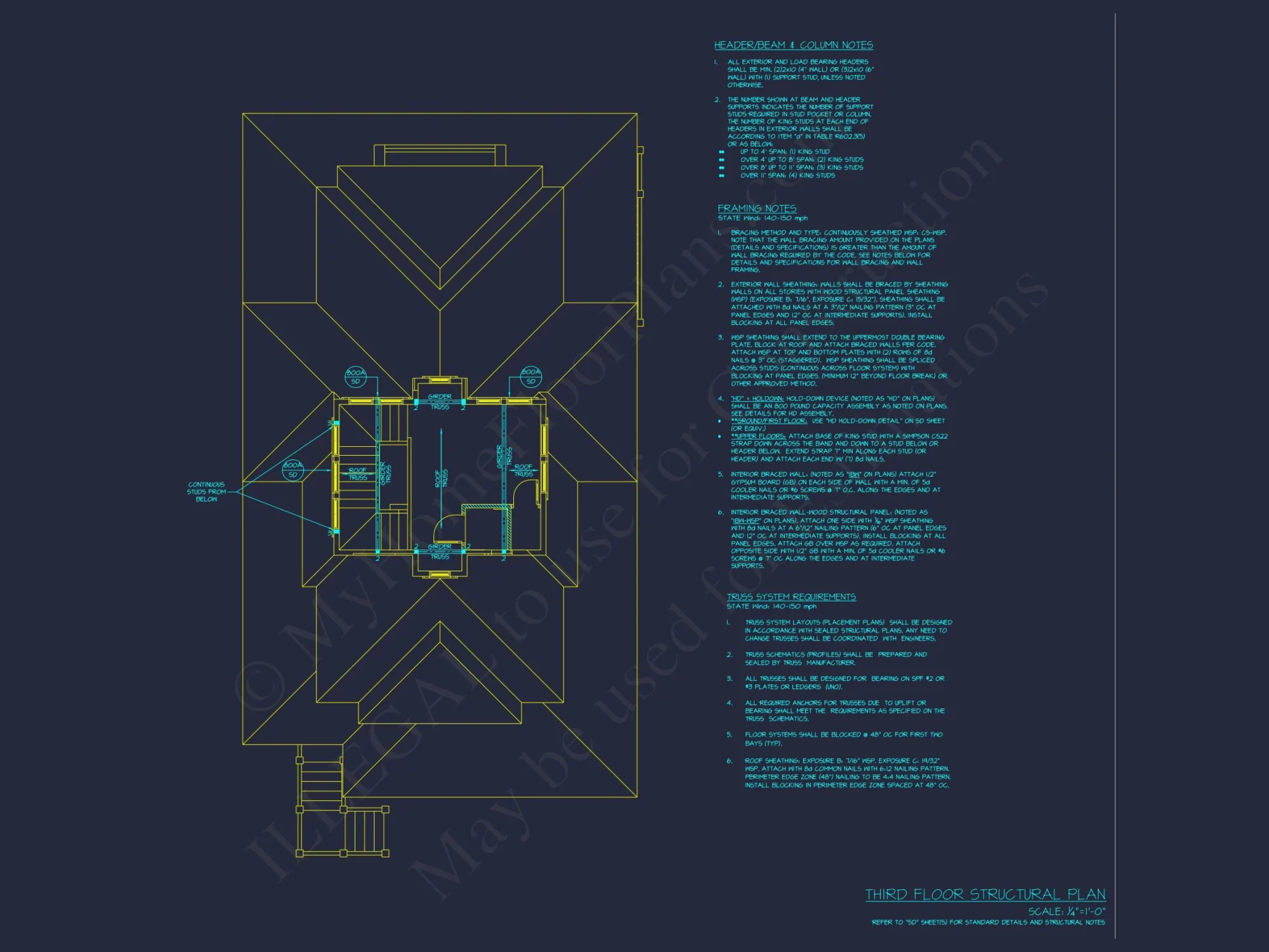 Beach house Plan with 3 Floors, CAD Architecture and Blueprint