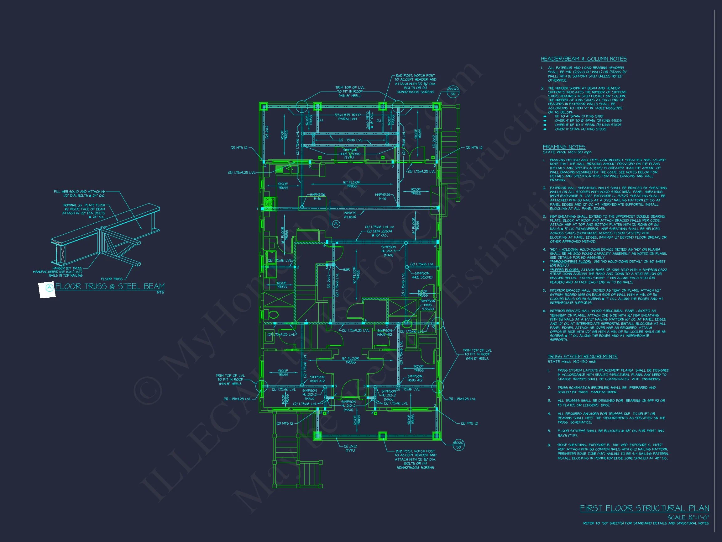 Beach house Plan with 3 Floors, CAD Architecture and Blueprint