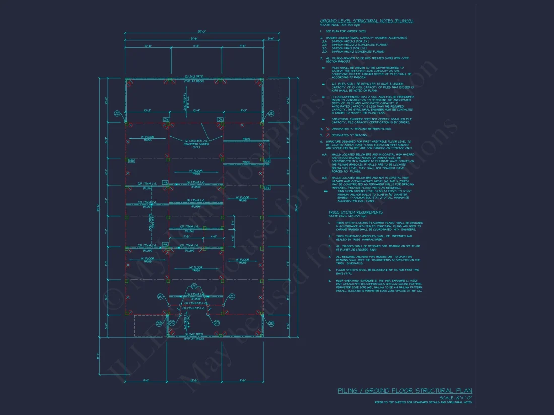 Beach house Plan with 3 Floors, CAD Architecture and Blueprint