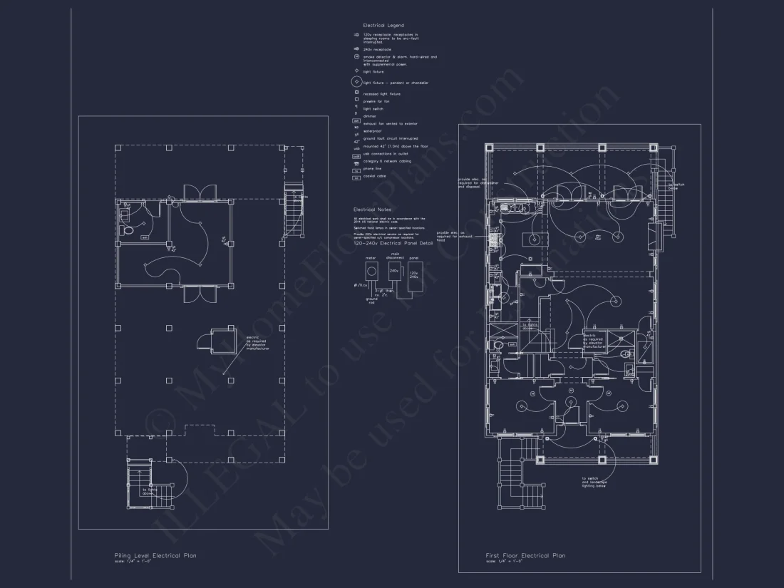 Beach house Plan with 3 Floors, CAD Architecture and Blueprint