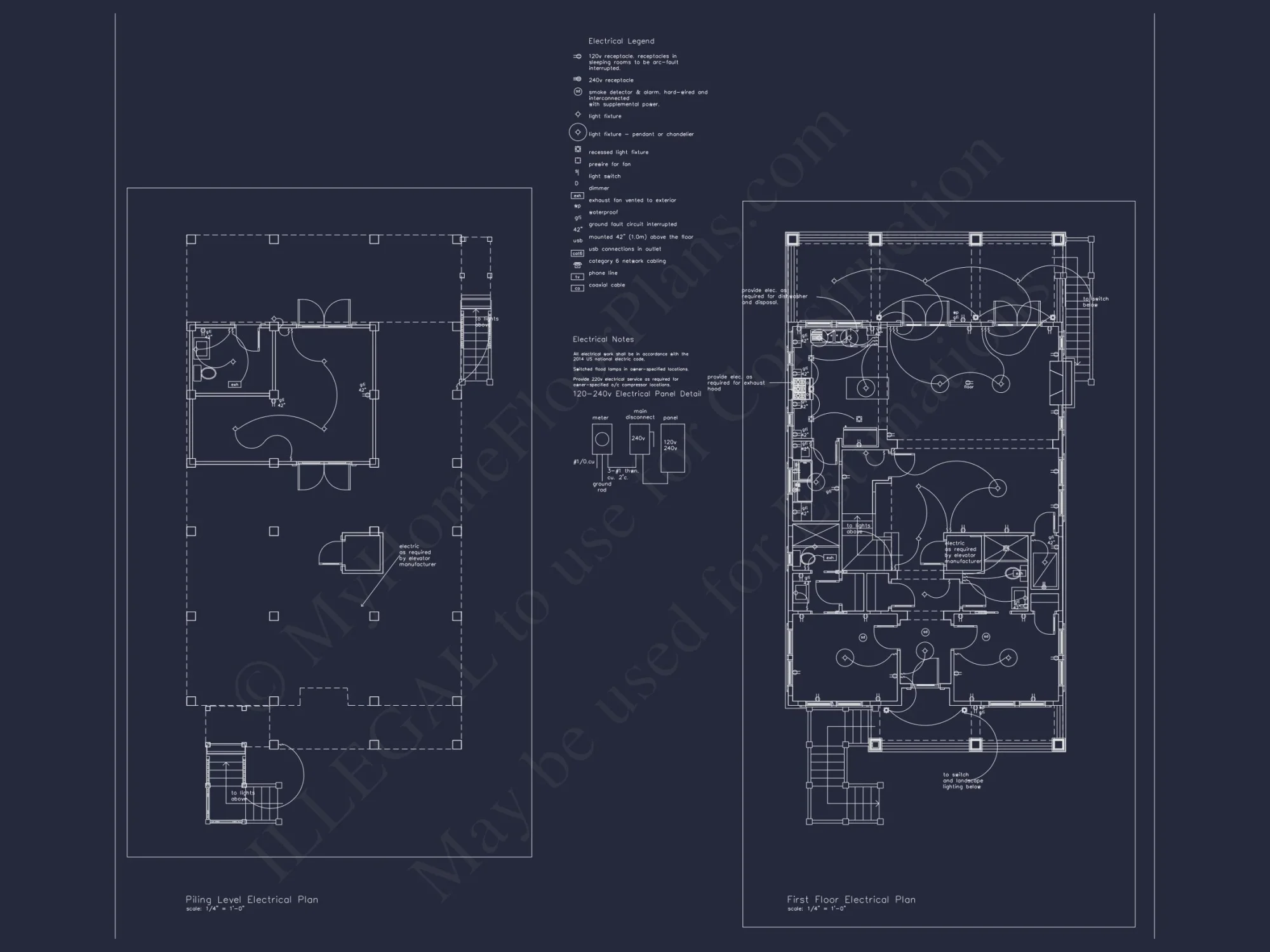 Beach house Plan with 3 Floors, CAD Architecture and Blueprint