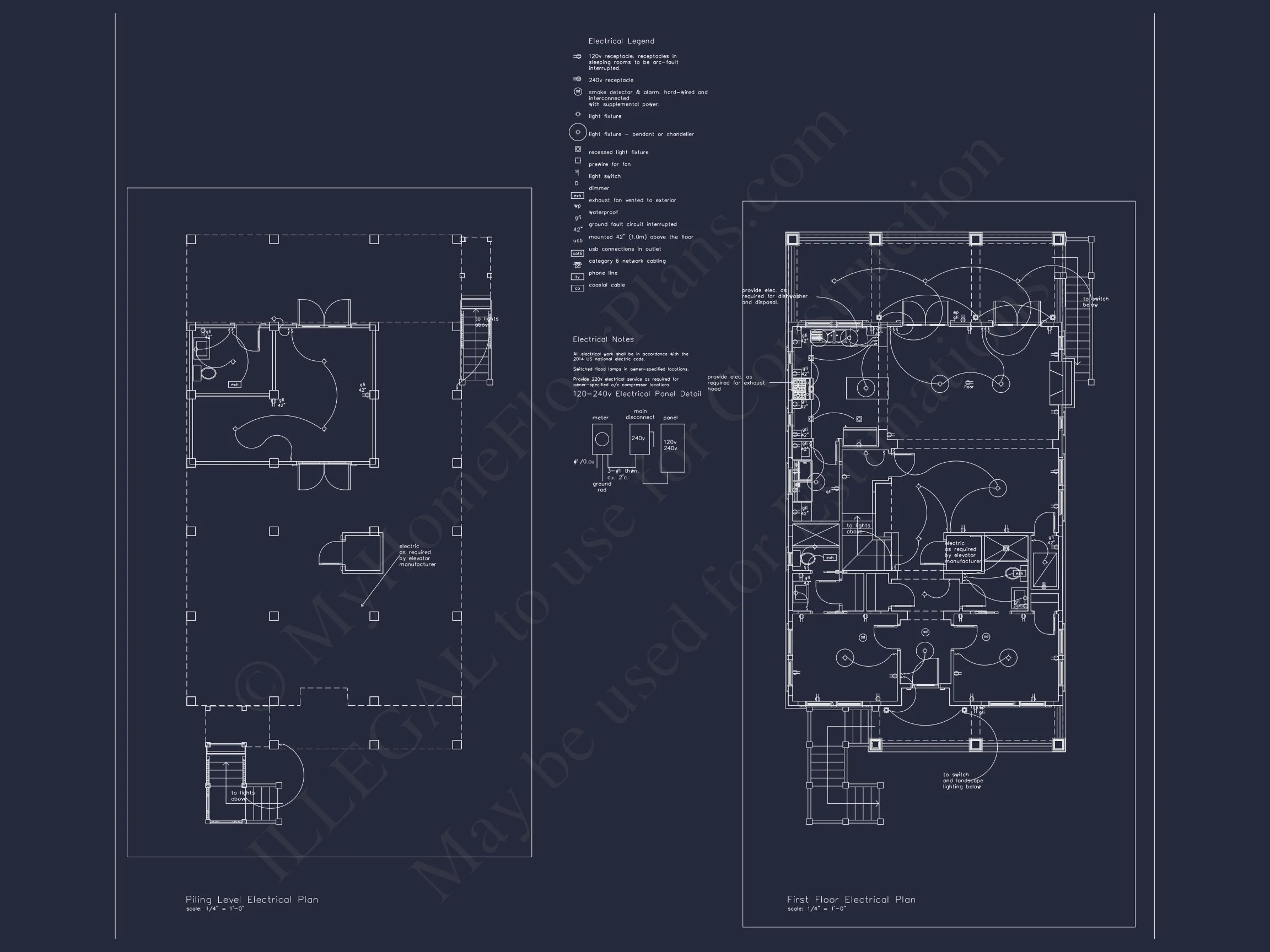 Beach house Plan with 3 Floors, CAD Architecture and Blueprint