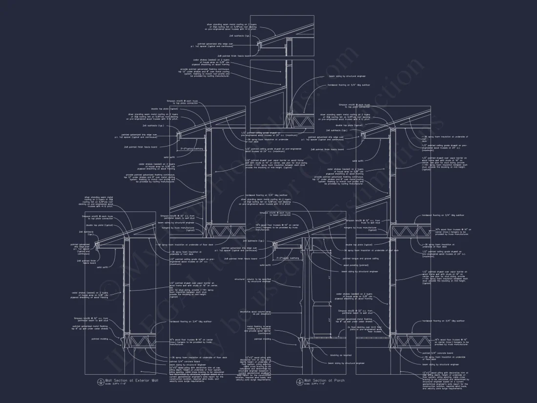 Beach house Plan with 3 Floors, CAD Architecture and Blueprint