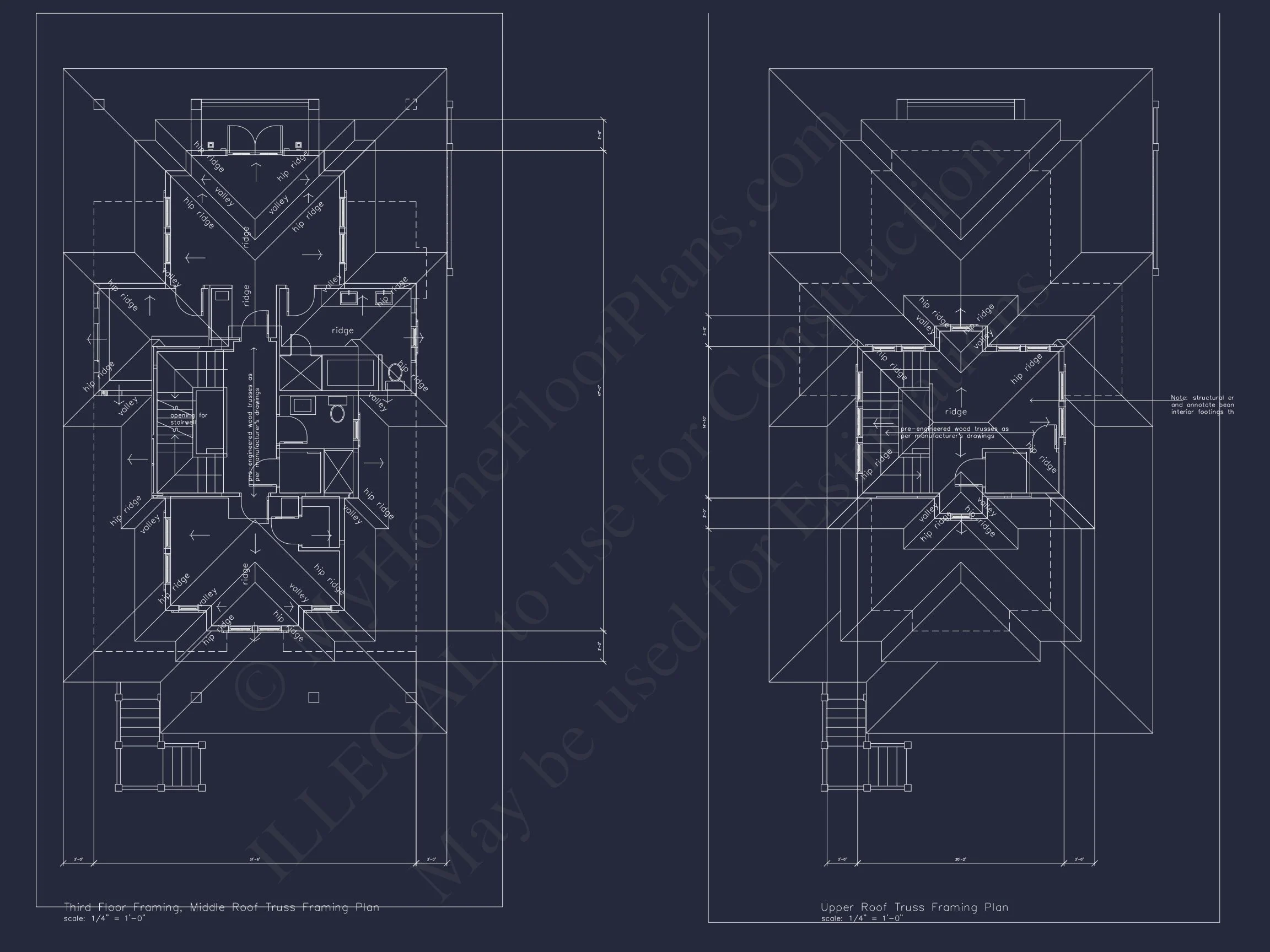 Beach house Plan with 3 Floors, CAD Architecture and Blueprint