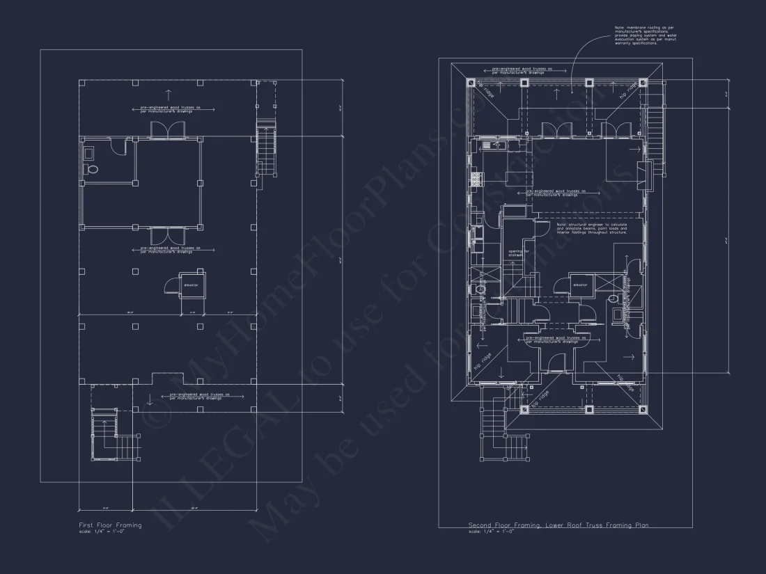 Beach house Plan with 3 Floors, CAD Architecture and Blueprint