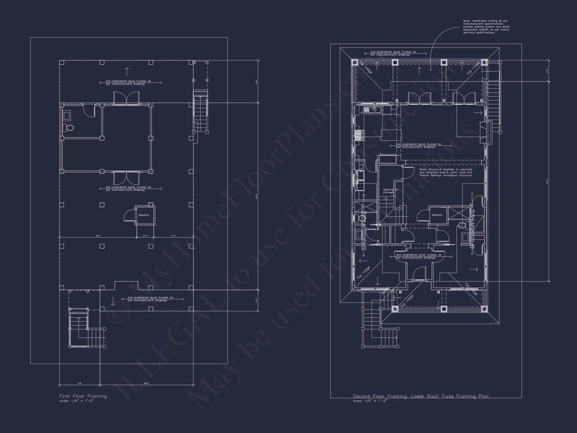 Beach house Plan with 3 Floors, CAD Architecture and Blueprint