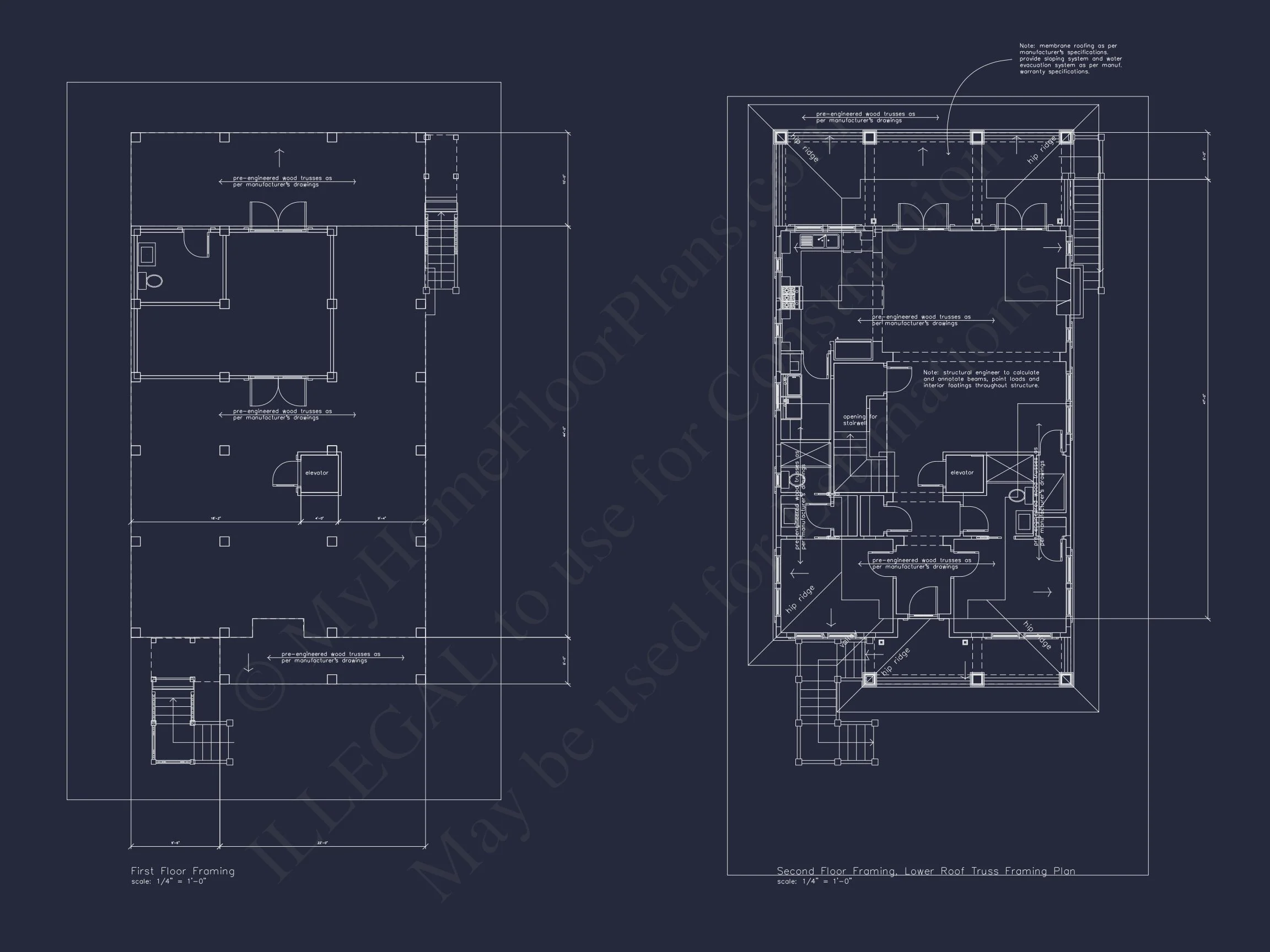 Beach house Plan with 3 Floors, CAD Architecture and Blueprint