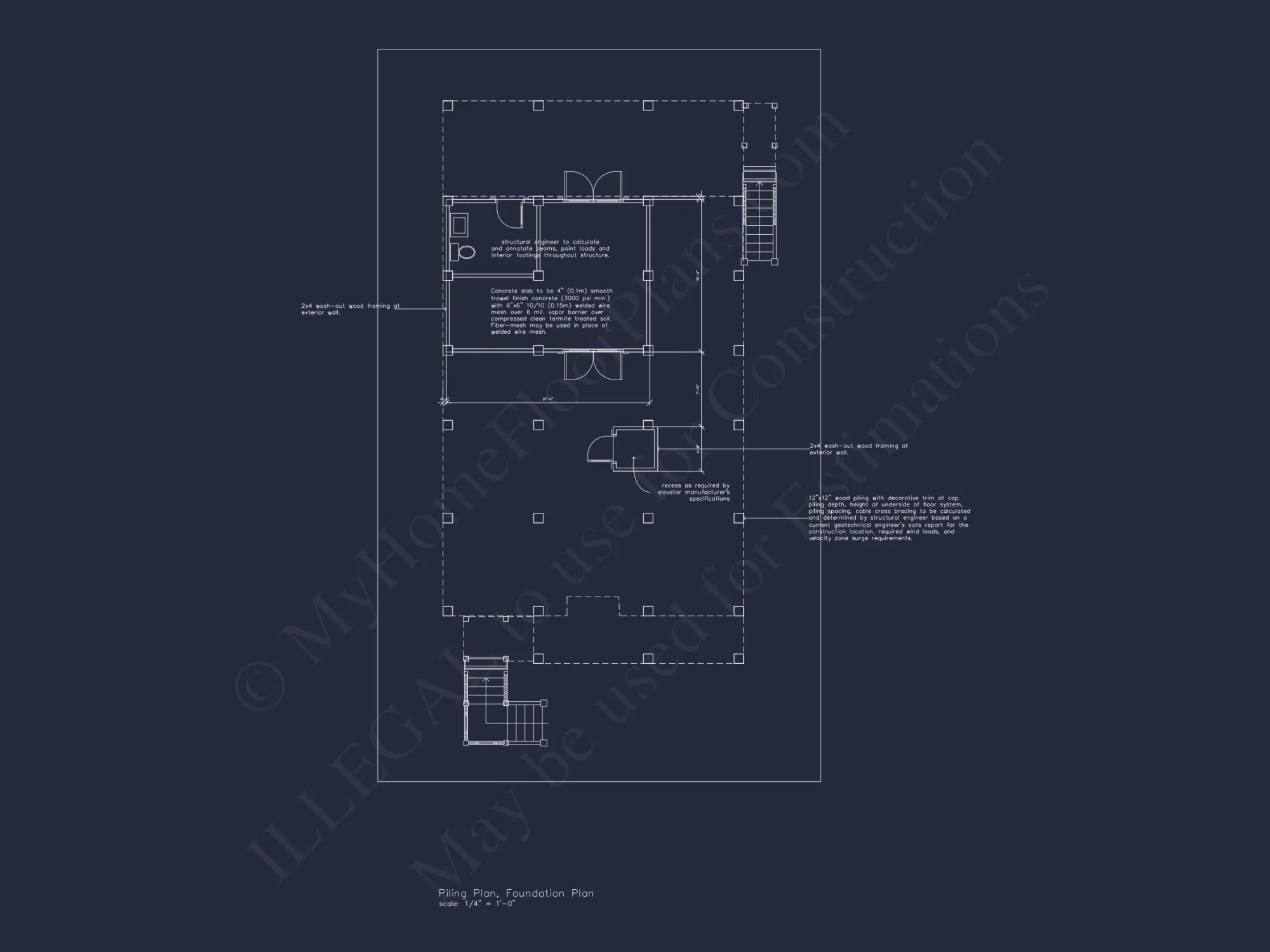 Beach house Plan with 3 Floors, CAD Architecture and Blueprint
