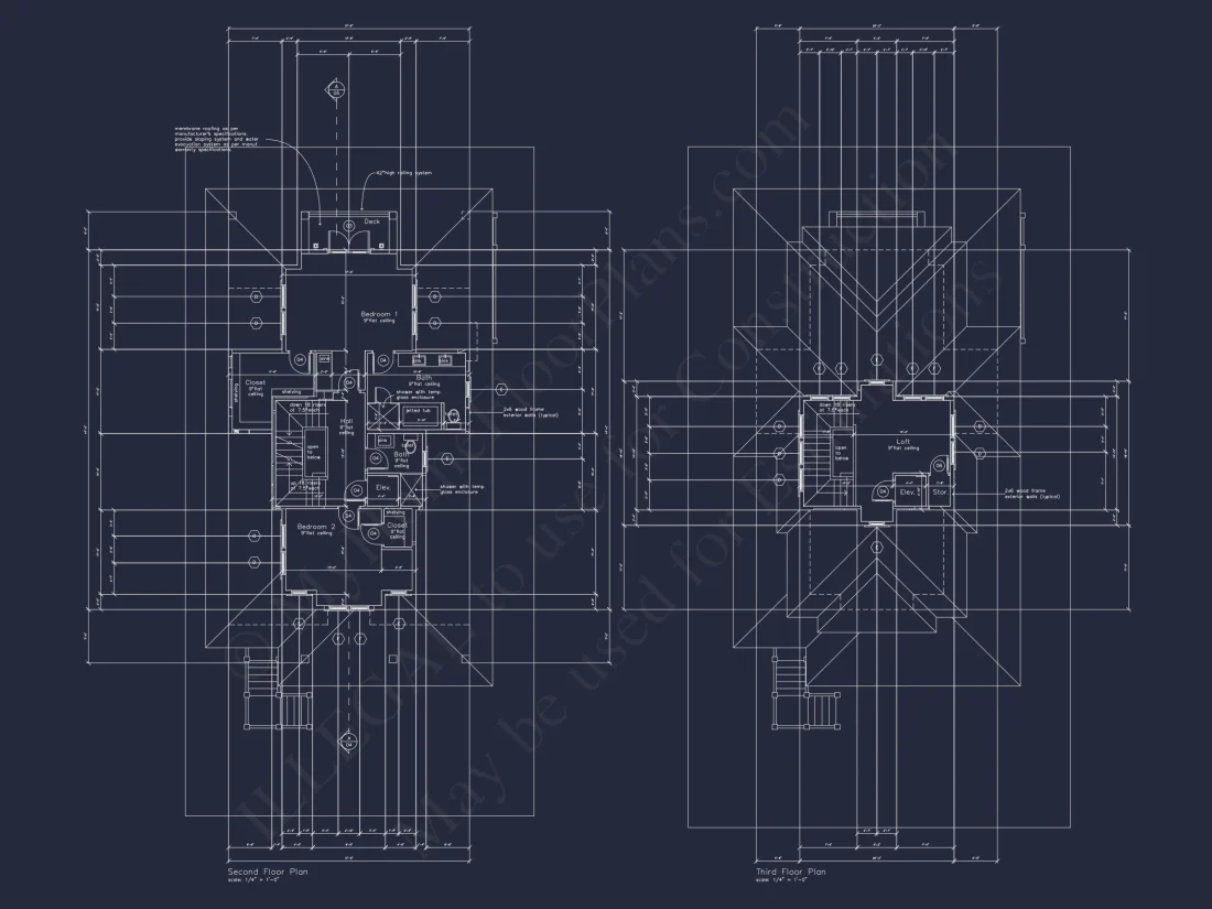 Beach house Plan with 3 Floors, CAD Architecture and Blueprint