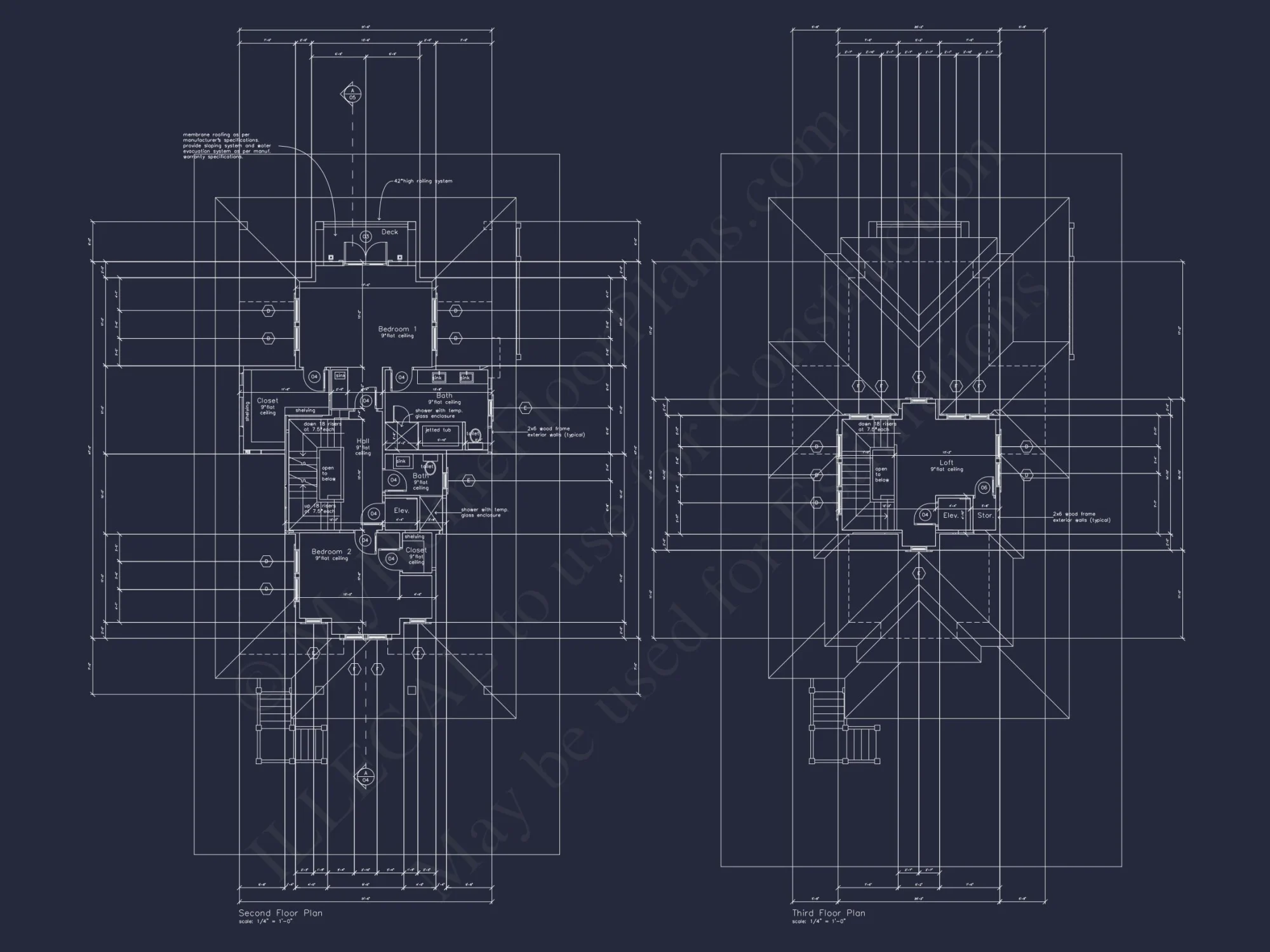 Beach house Plan with 3 Floors, CAD Architecture and Blueprint