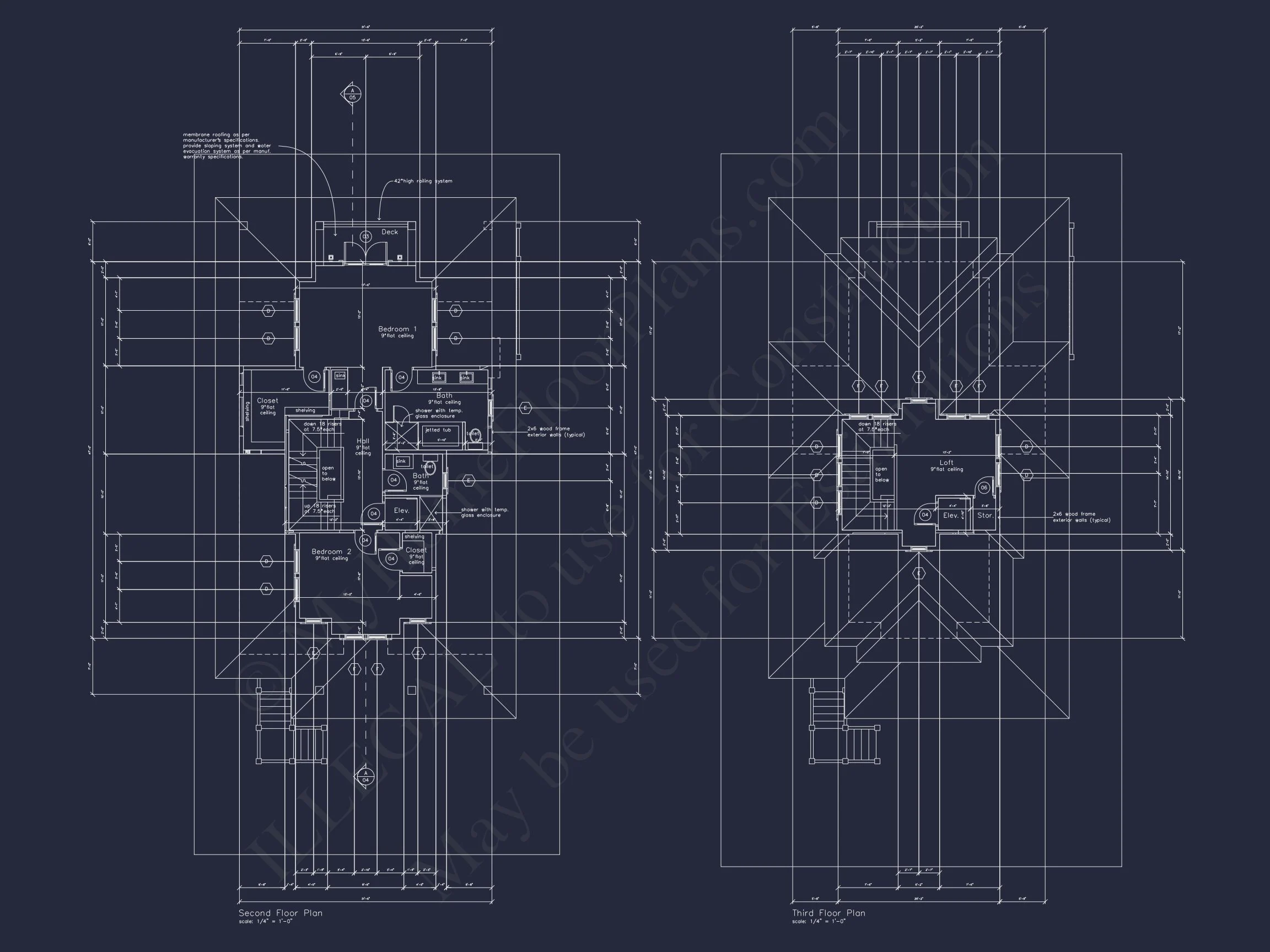 Beach house Plan with 3 Floors, CAD Architecture and Blueprint