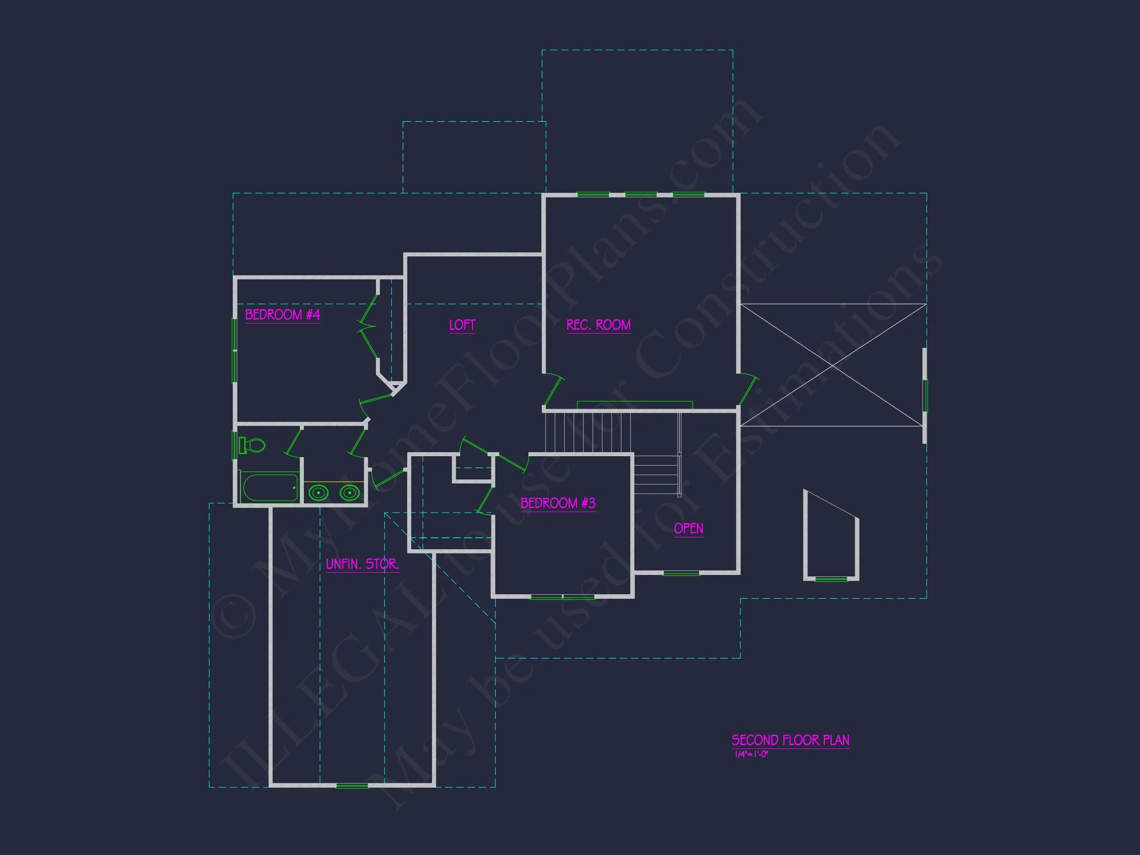 19-1632 HOUSE PLAN - Stunning House CAD Floor Plan with 4 Bedrooms and 2 Garage Bays 5 Stunning house CAD Floor Plan with 4 Bedrooms and 2 Garage Bays