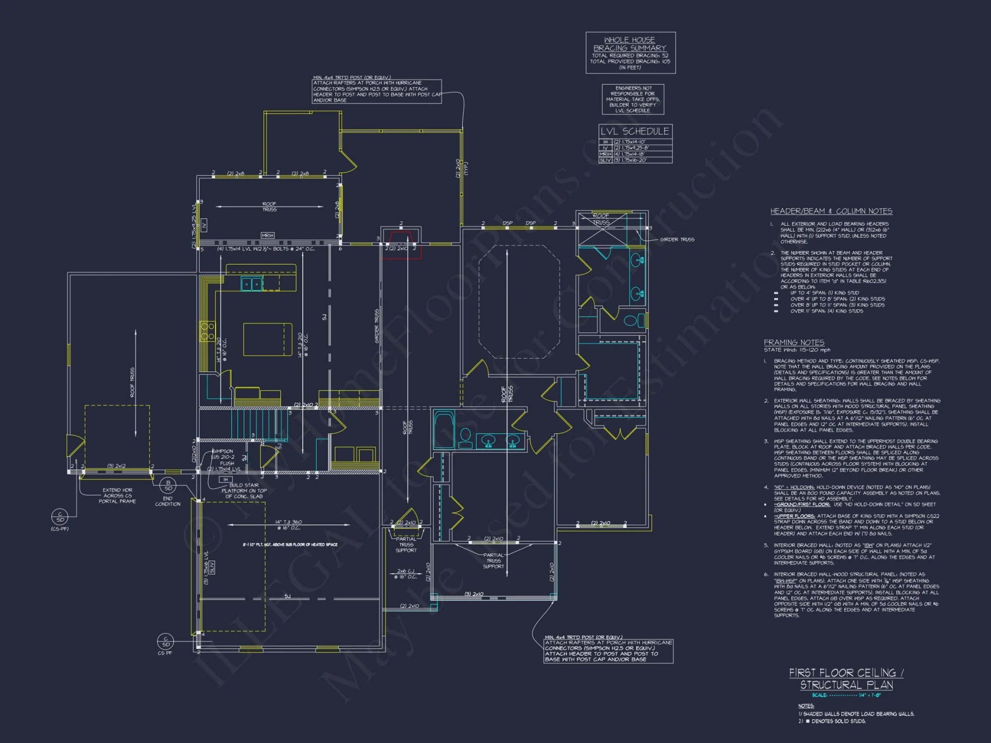 Craftsman house Plan with 4 Bedrooms, Spacious CAD Designs