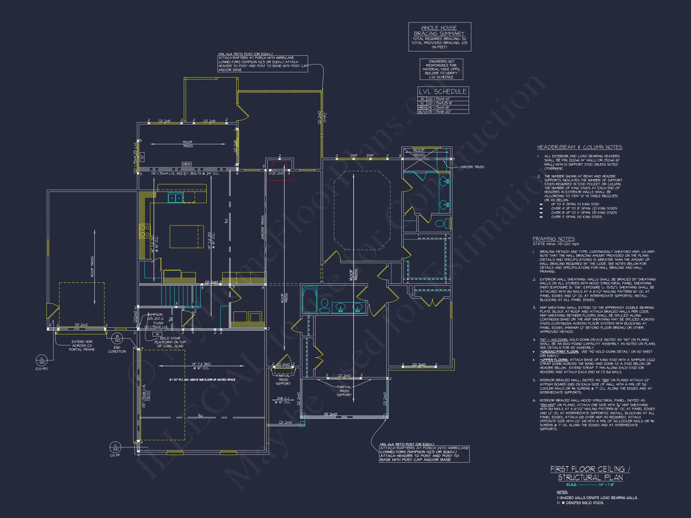 Craftsman house Plan with 4 Bedrooms, Spacious CAD Designs