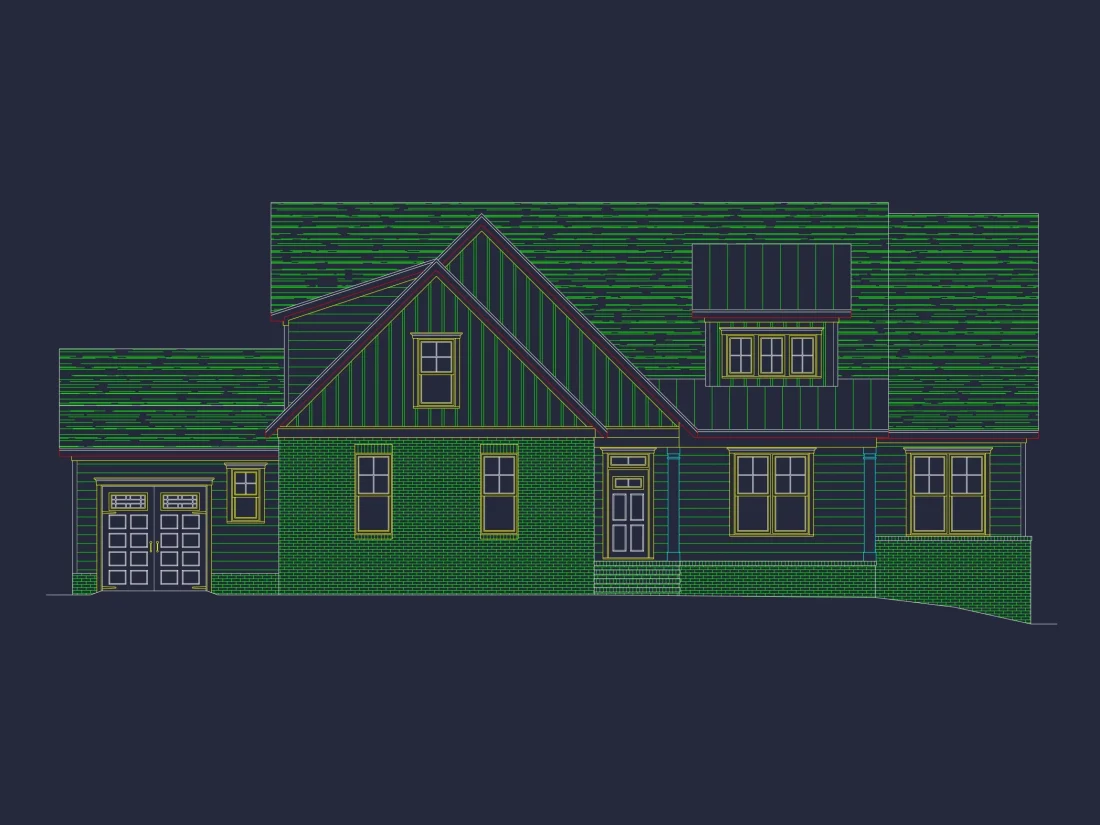 Craftsman house Plan with 4 Bedrooms, Spacious CAD Designs